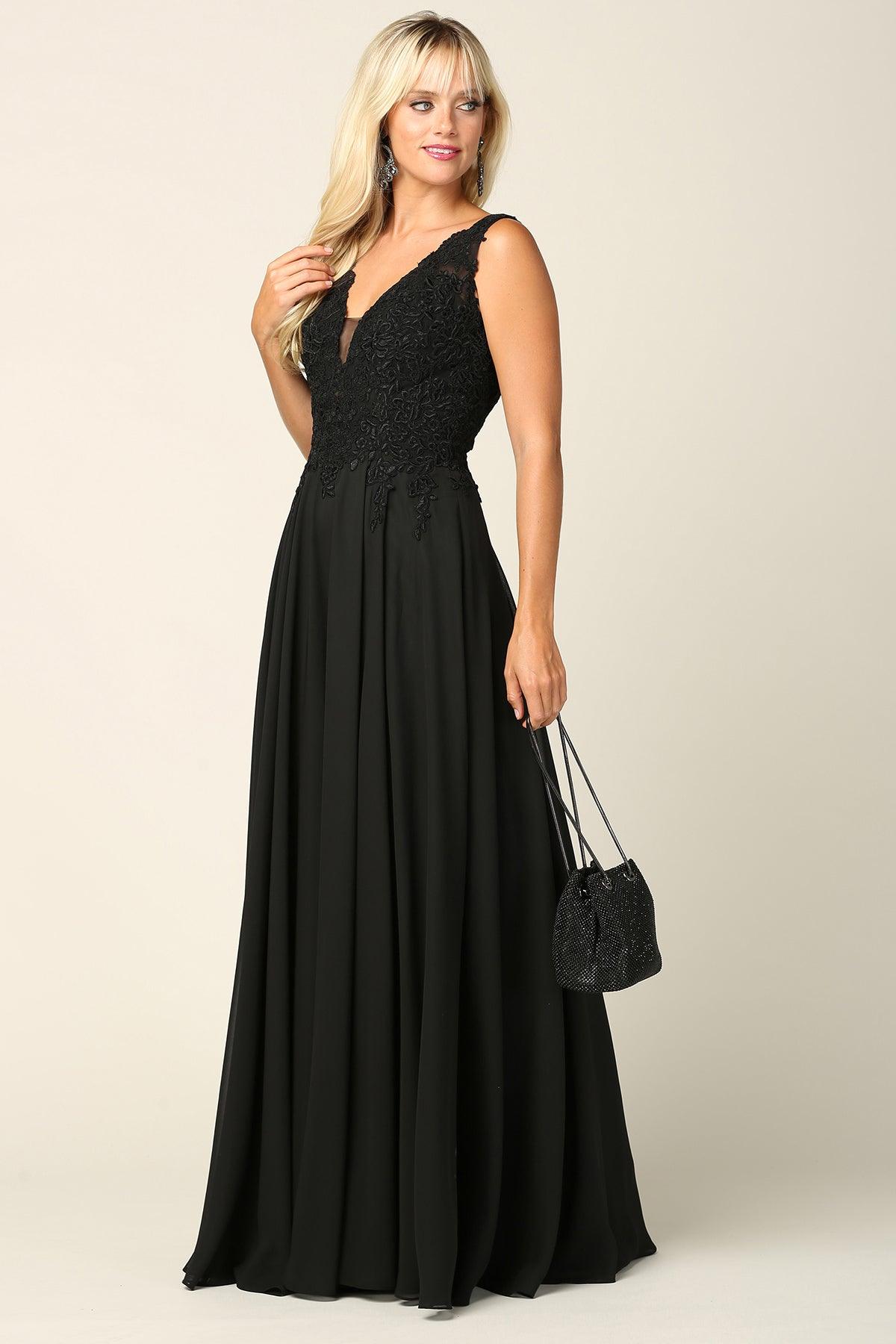 Black Long Sleeveless Formal Mother of the Bride Dress Formal