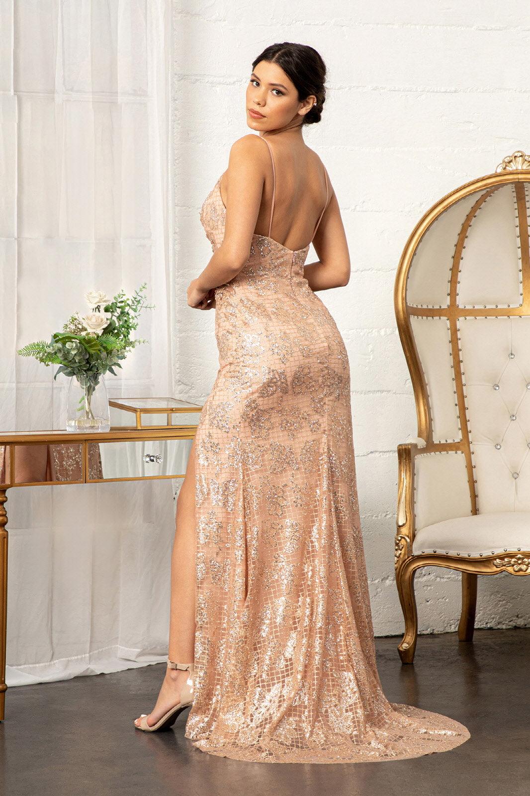 Long Spaghetti Strap Mermaid Mesh Prom Dress - The Dress Outlet