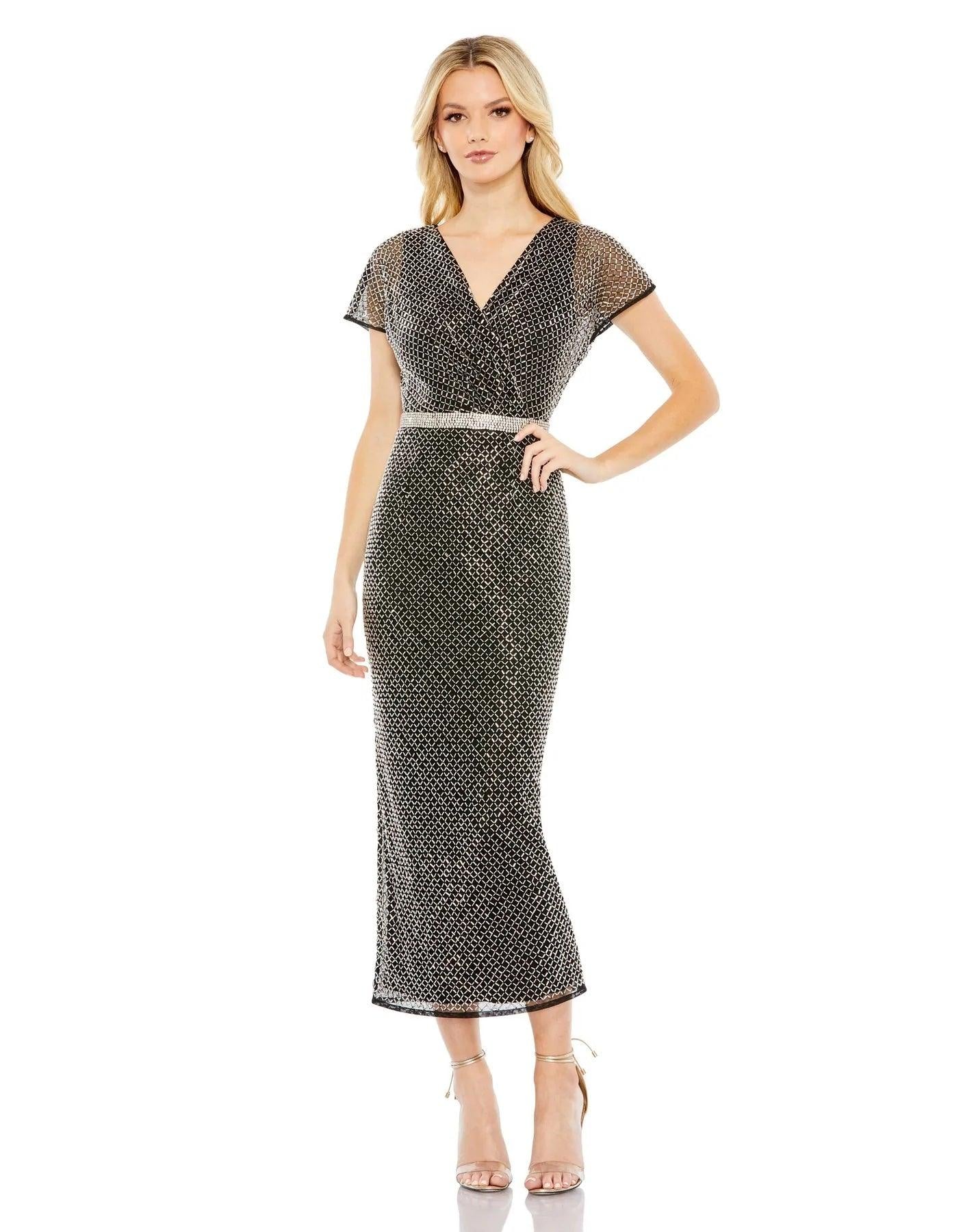 Black Silver Mac Duggal 93787 Long Formal Beaded Dress for $498.0 – The ...