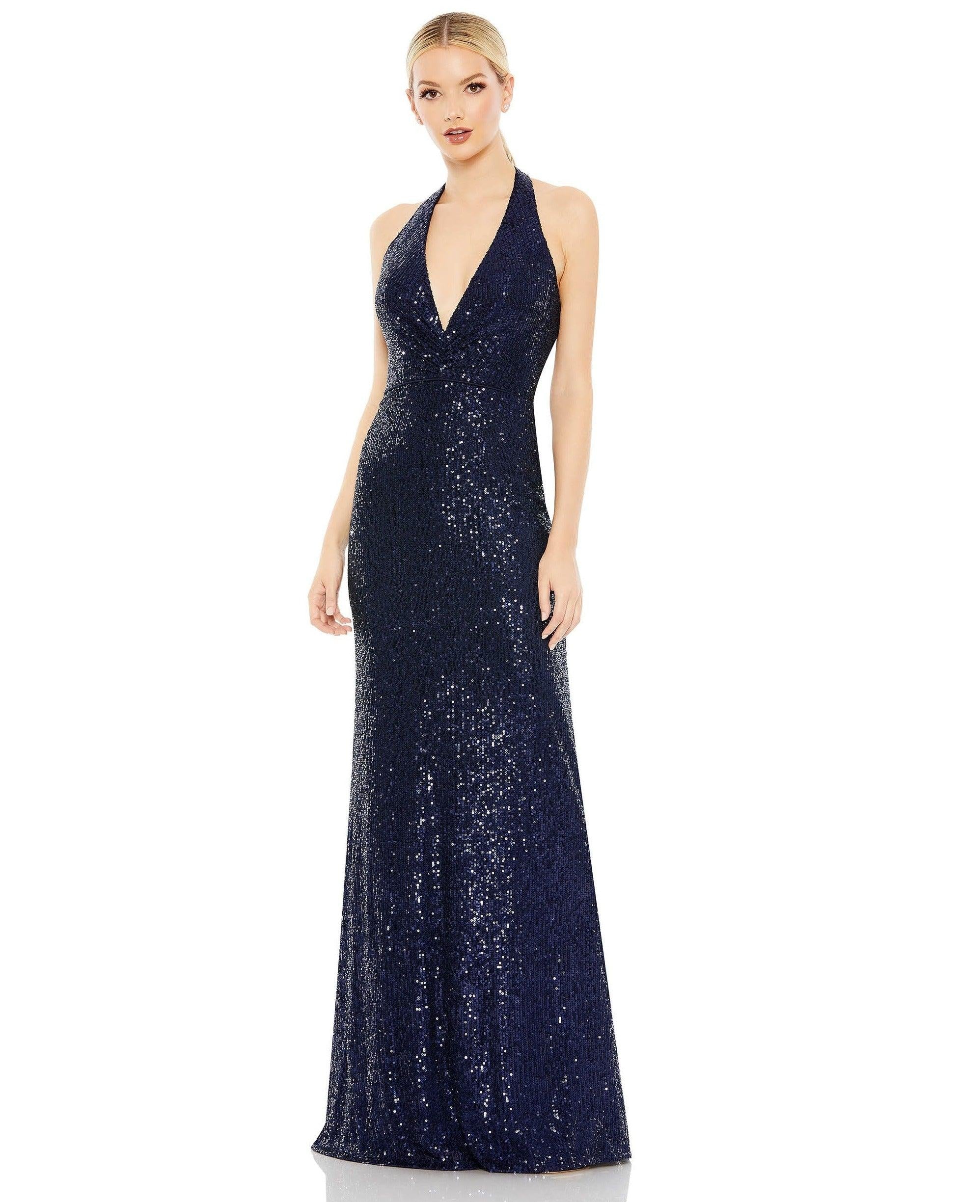 Mac Duggal Long Formal Halter Prom Dress 11277 - The Dress Outlet