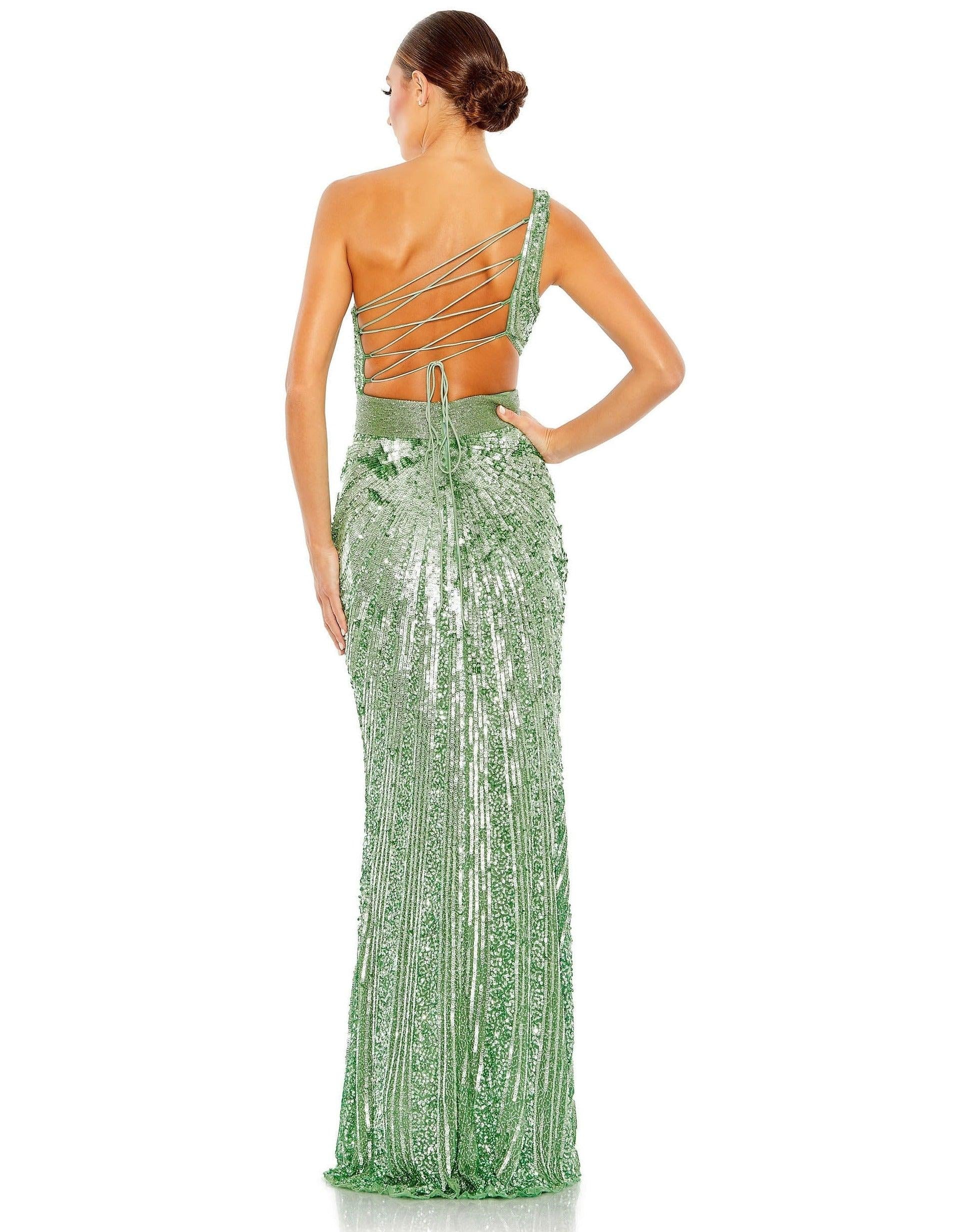 Prom Dresses Long Formal One Shoulder Prom Gown Sage