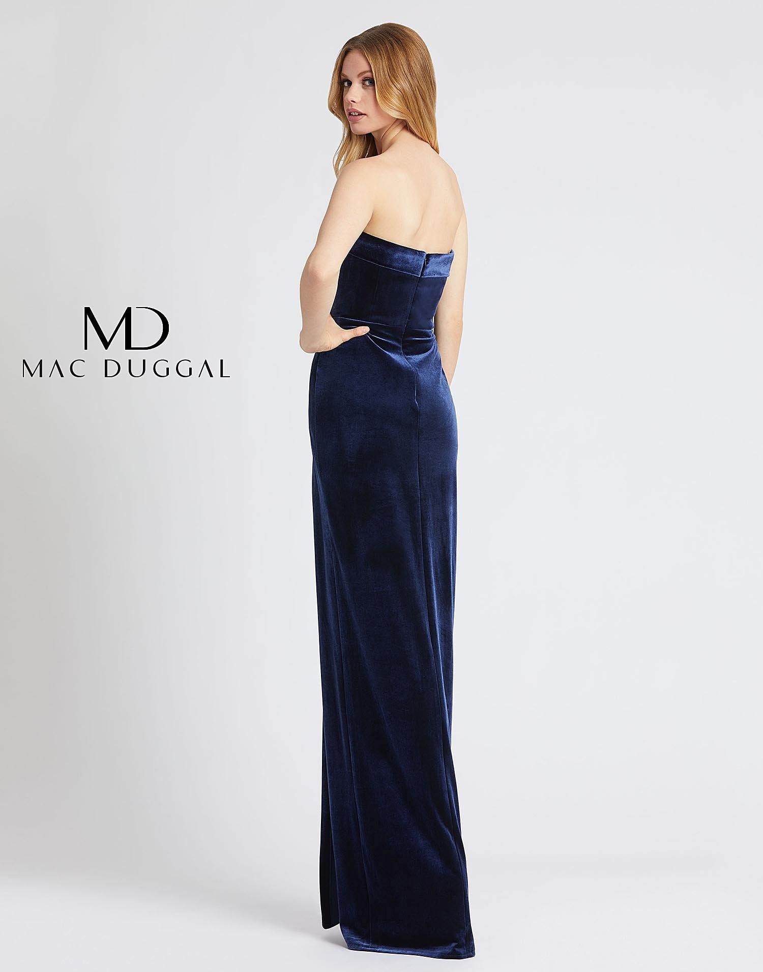 Mac Duggal Long Formal Strapless Velvet Gown 25635L - The Dress Outlet