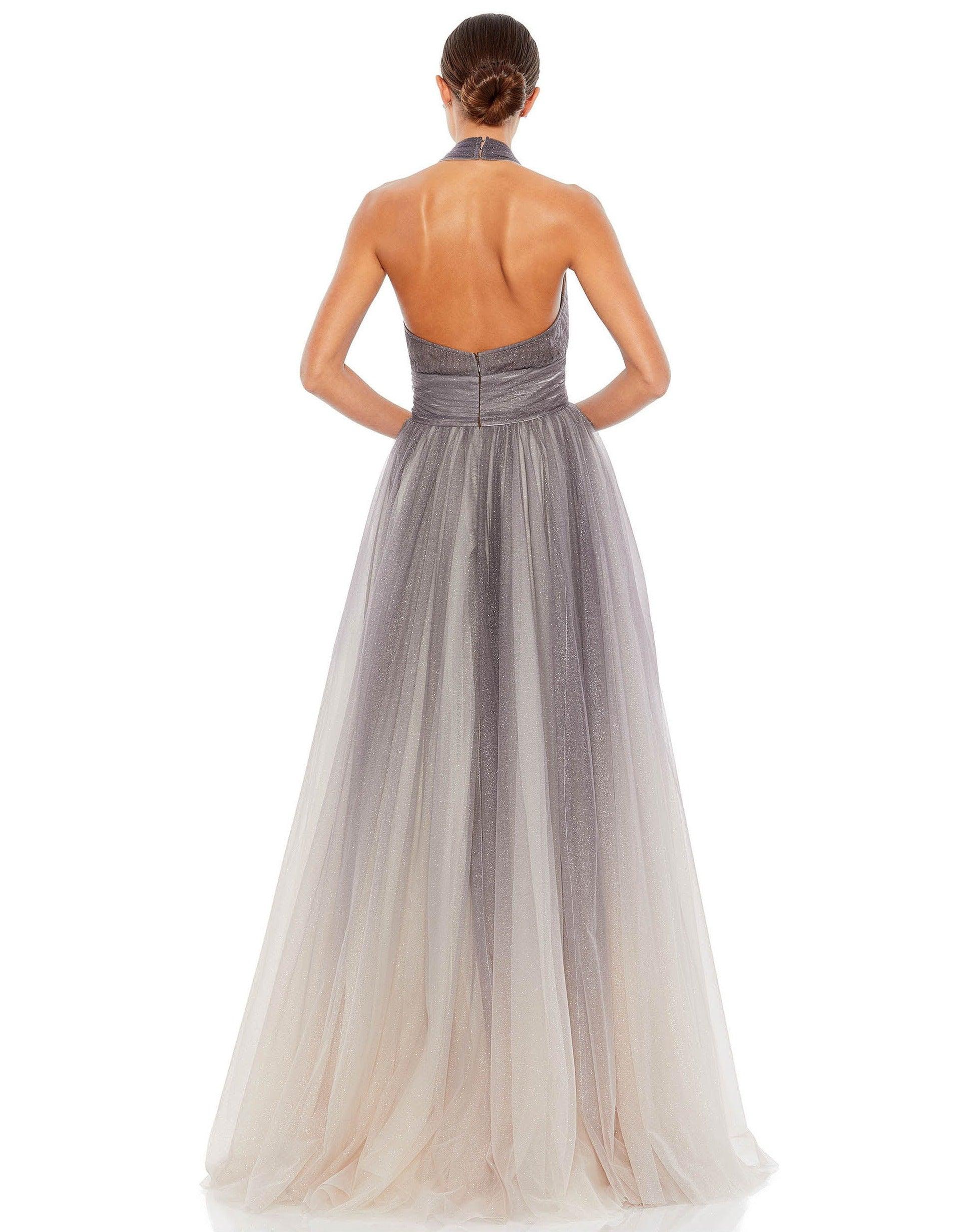 Mac Duggal Long Halter Glitter Prom Ball Gown 20376 - The Dress Outlet