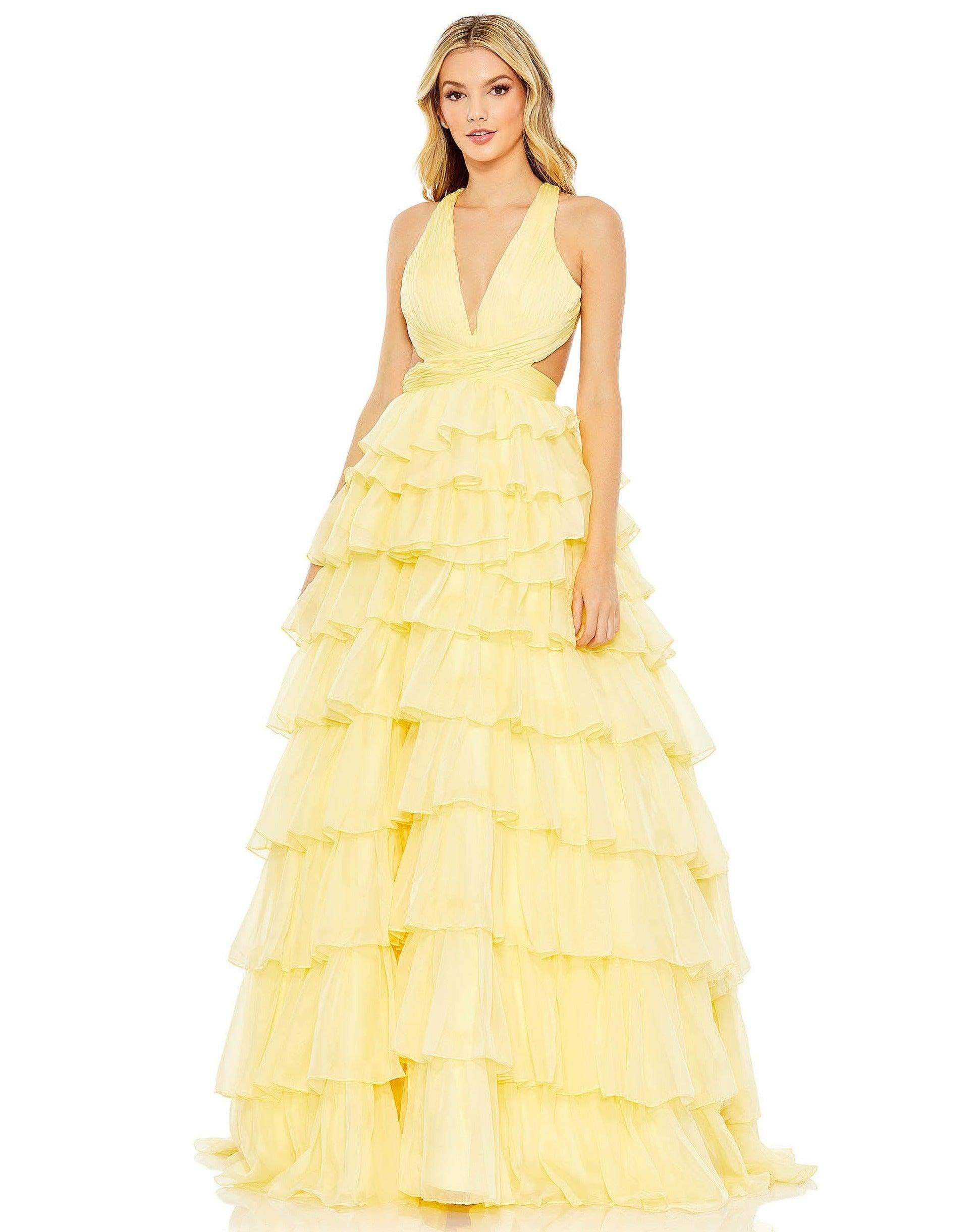 Mac Duggal Long Halter Prom Ball Gown 67988 - The Dress Outlet