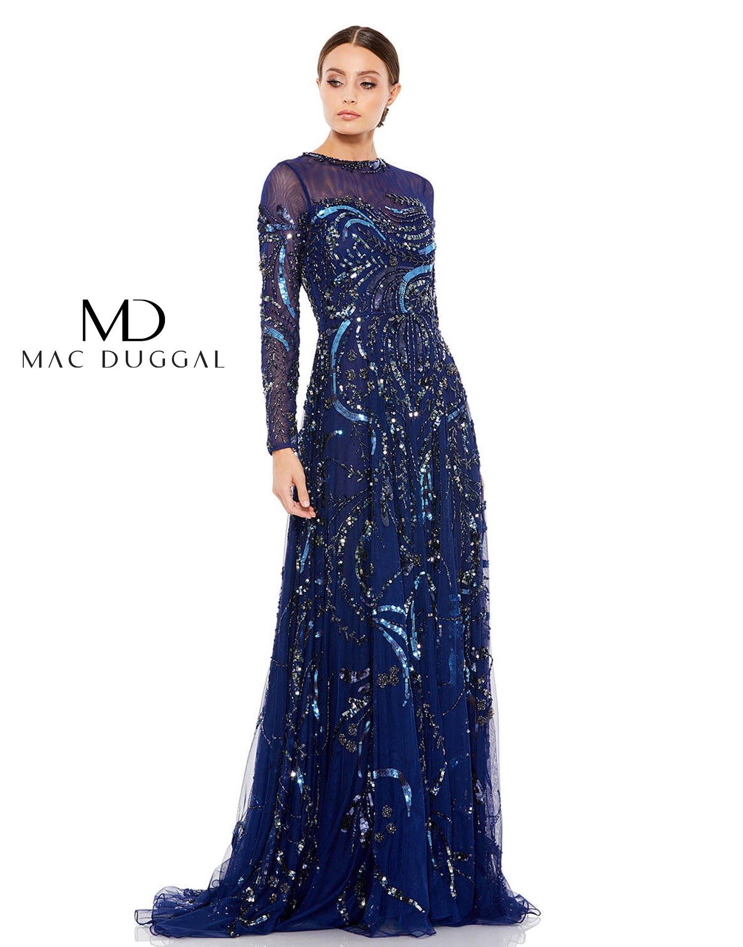 Mac Duggal Long Sleeve Embellished Illusion Evening 5217 - The Dress Outlet