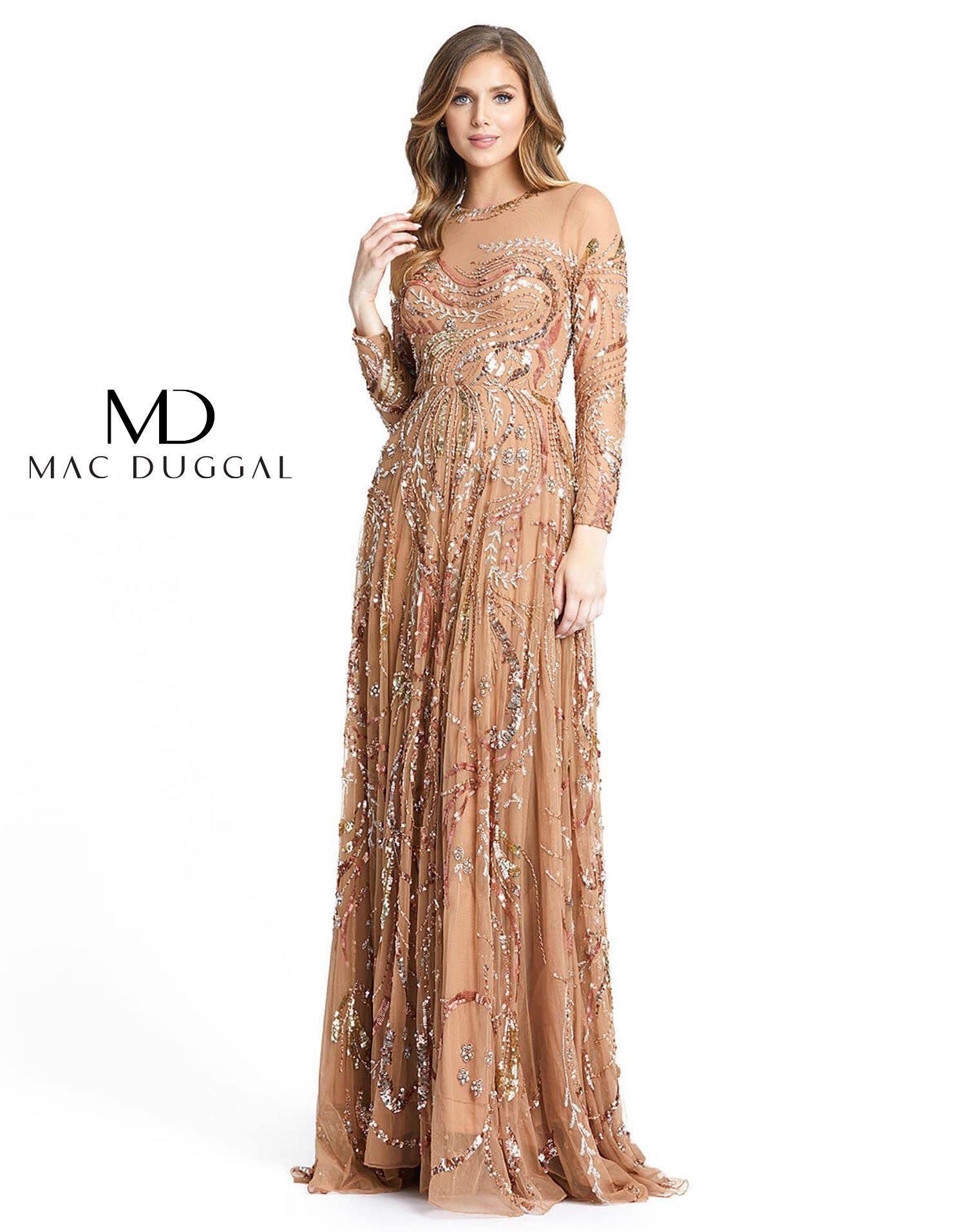 Mac Duggal Long Sleeve Embellished Illusion Evening 5217 - The Dress Outlet