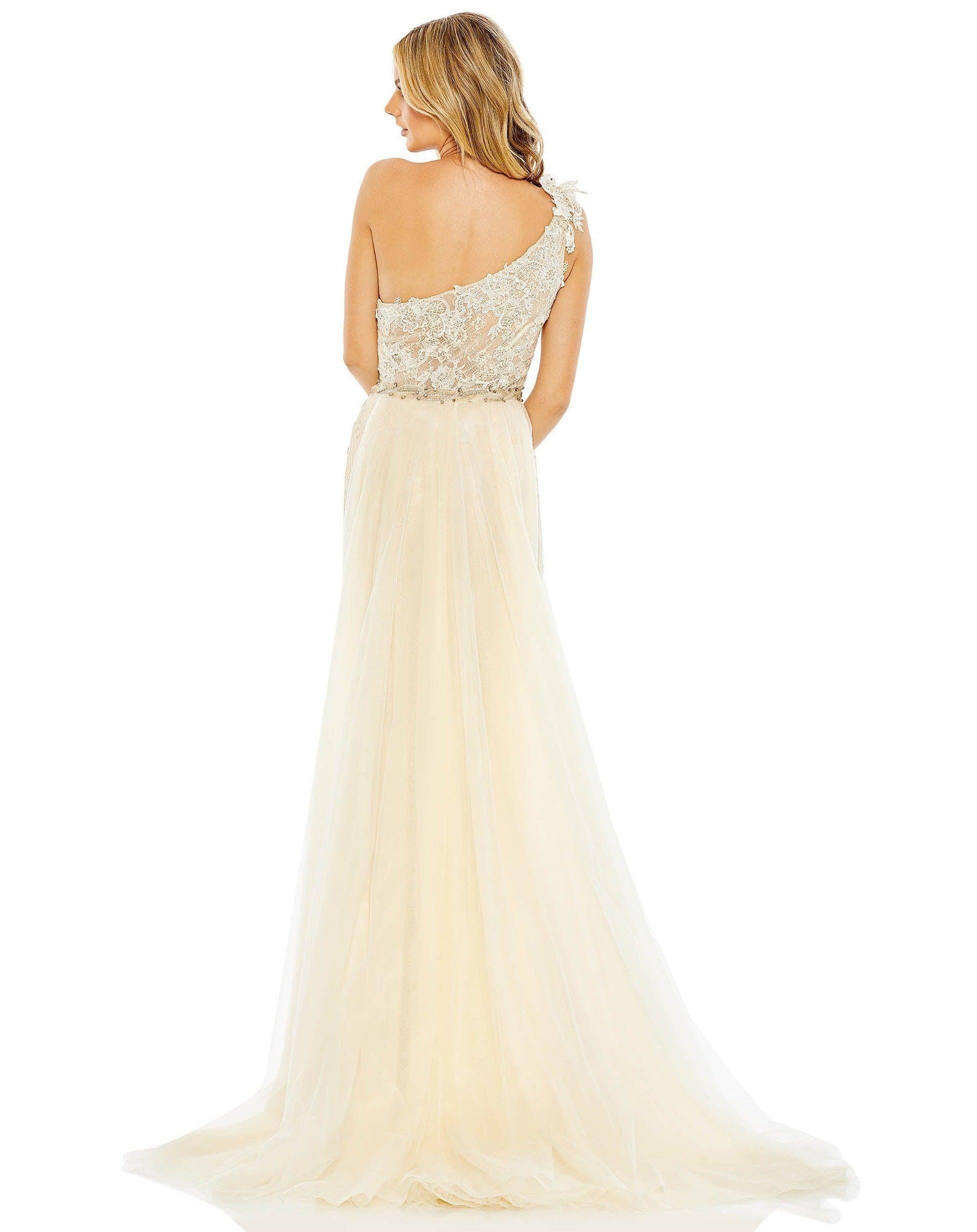 Mac Duggal Long One Shoulder Formal Lace Gown 79315 - The Dress Outlet