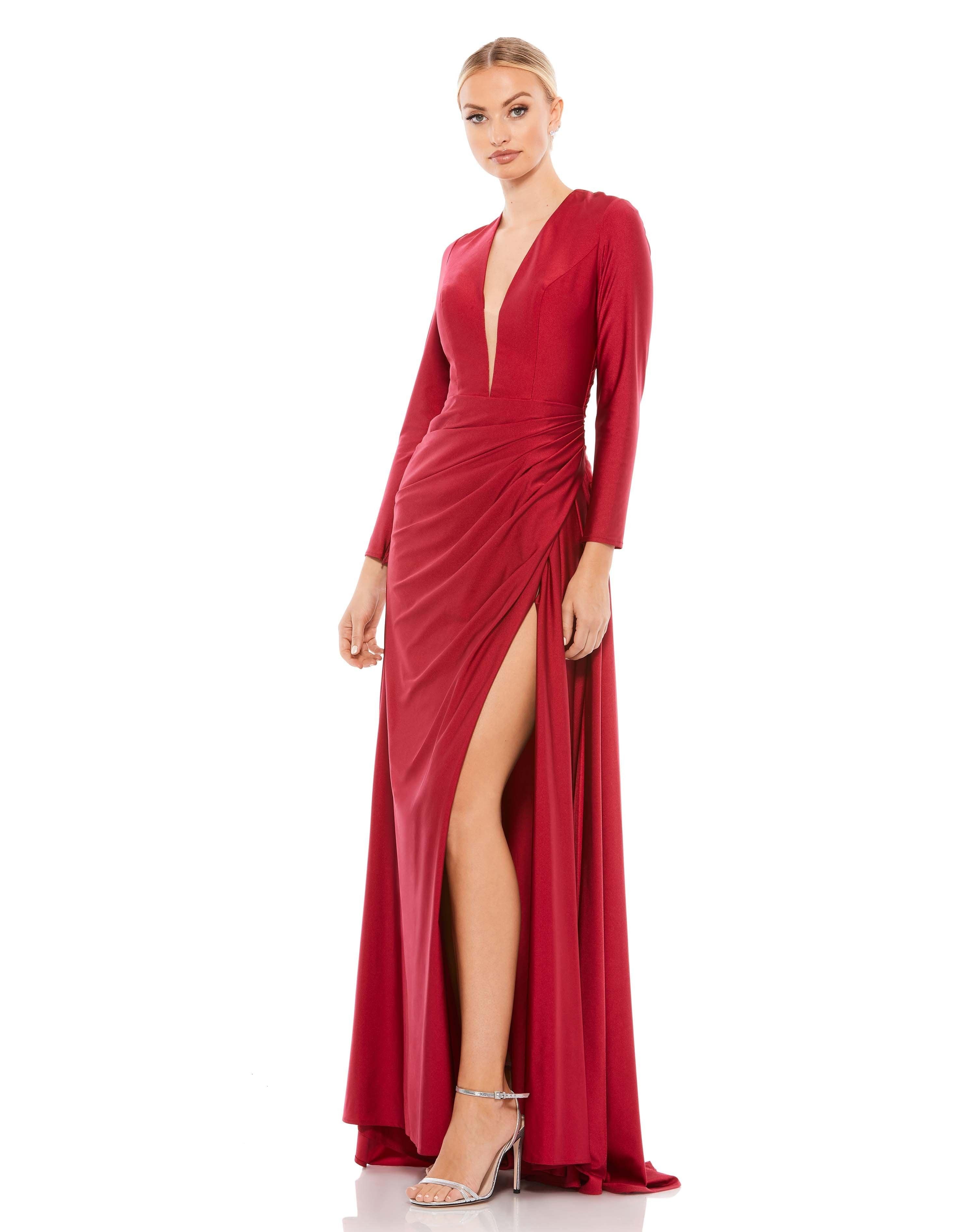 Burgundy Mac Duggal 26250 Long Prom Dress for $398.0 – The Dress Outlet