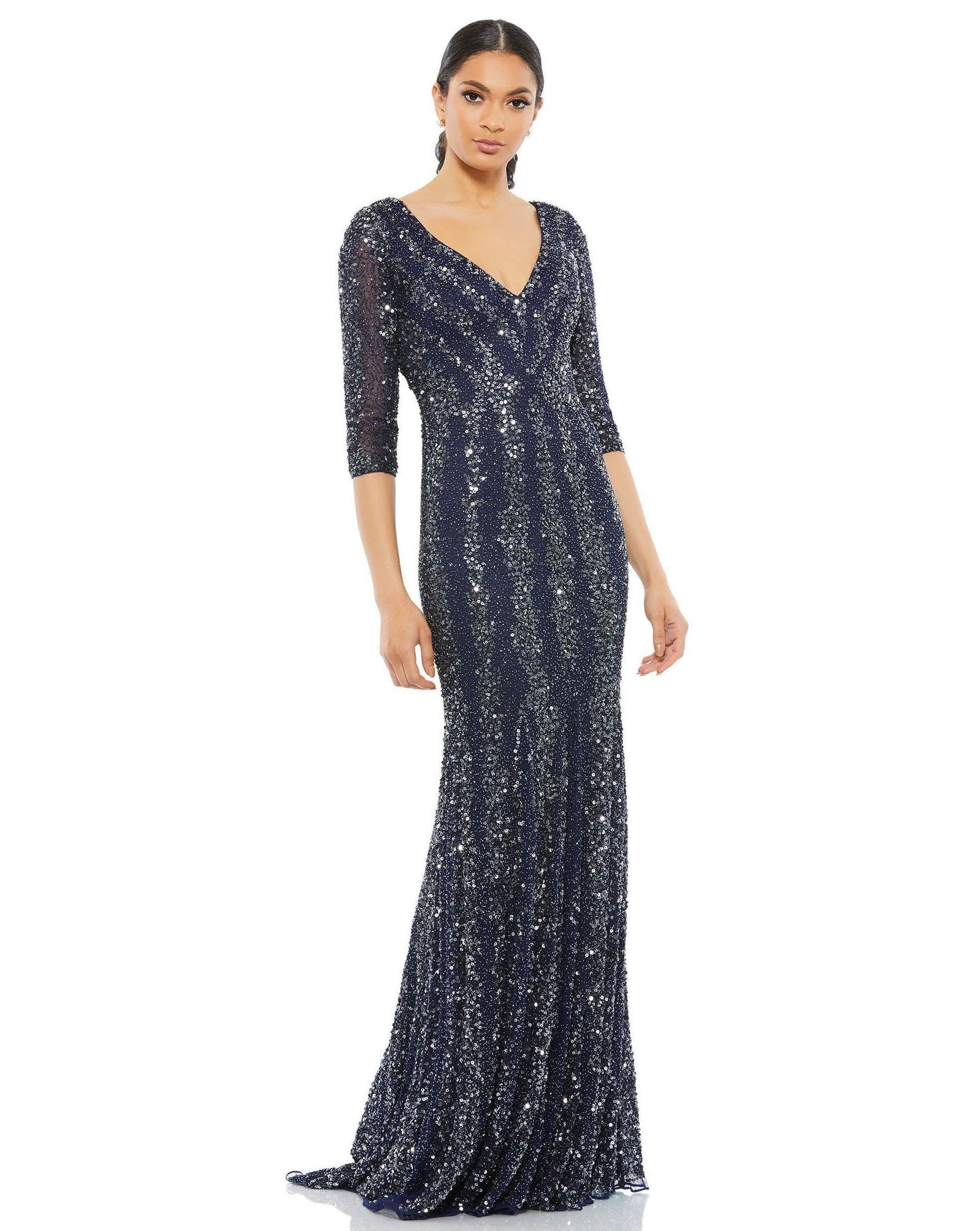 Midnight Mac Duggal 4247 Long Sleeve Formal Long Dress for $598.0 – The ...