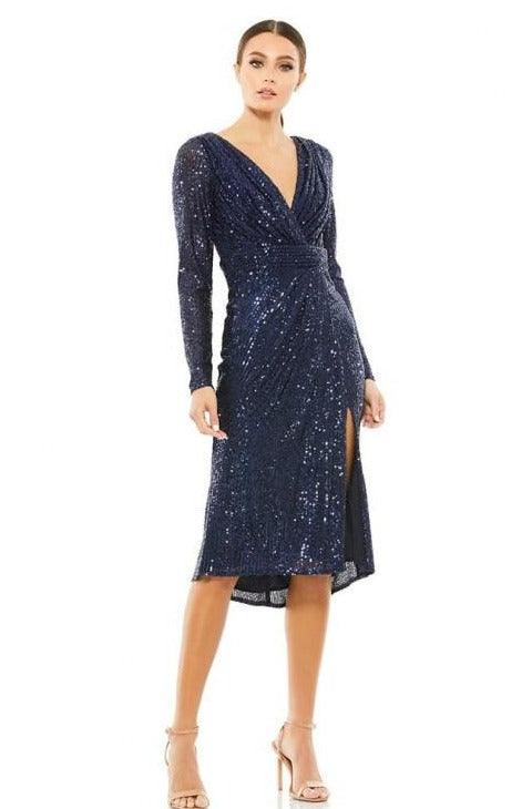 Rose/Gold Mac Duggal 26555 Long Sleeve Sequins Cocktail Dress for $179. ...