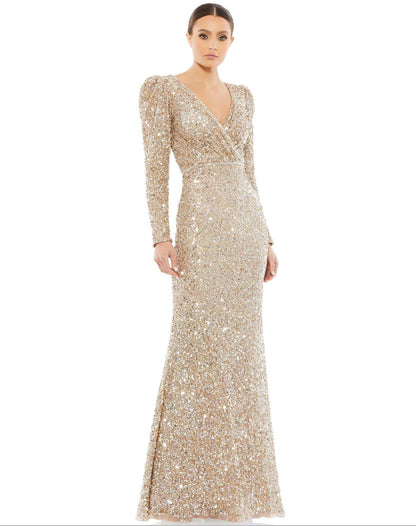 Mac Duggal Long Sleeve Sequins Formal Dress 5510 - The Dress Outlet