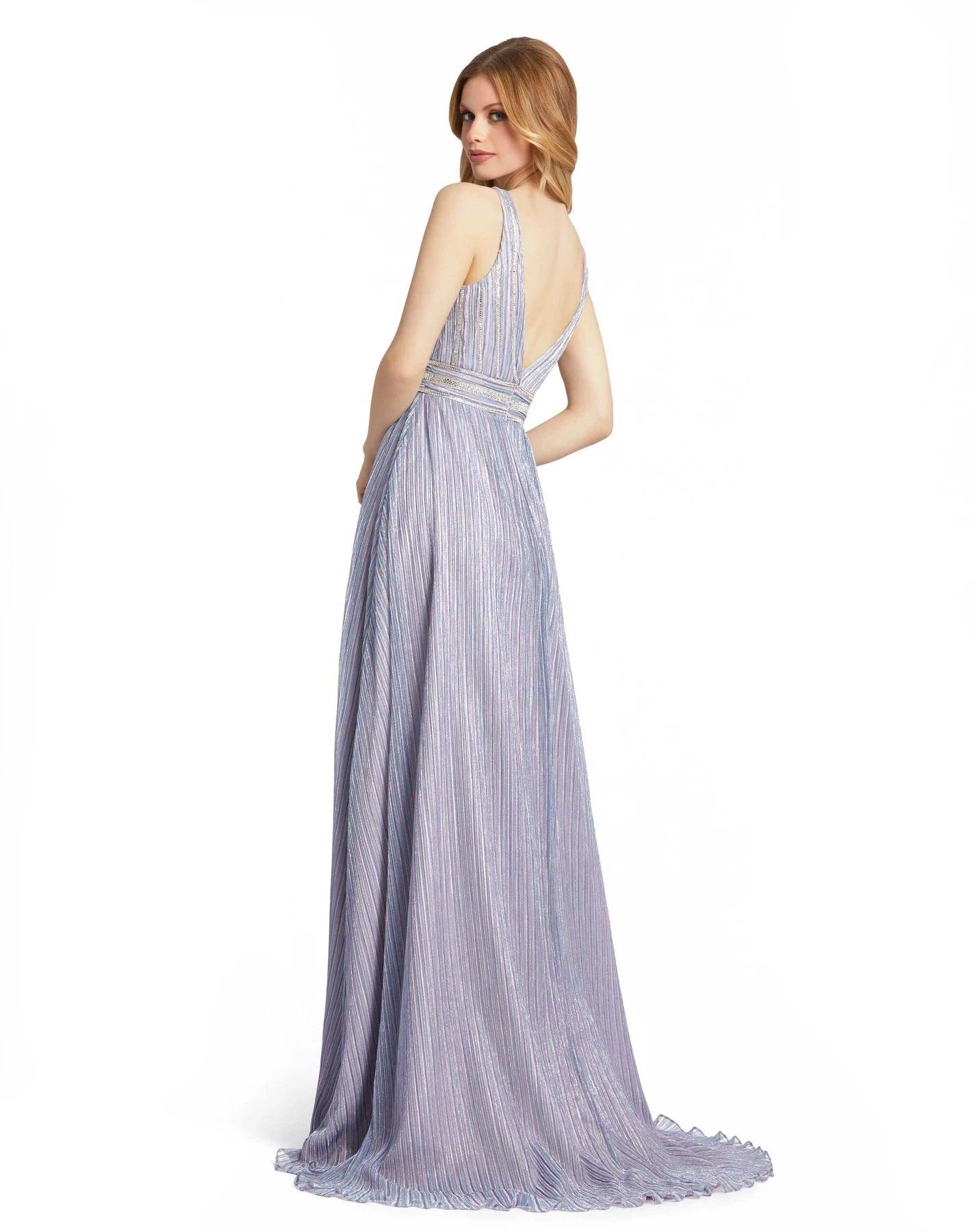 Mac Duggal Long Sleeveless Metallic Prom Gown 48901 - The Dress Outlet