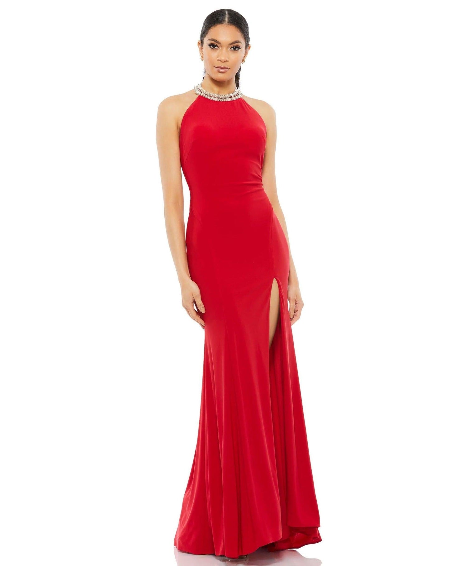 Mac Duggal Prom Long Formal Fitted Halter Gown 25572 - The Dress Outlet