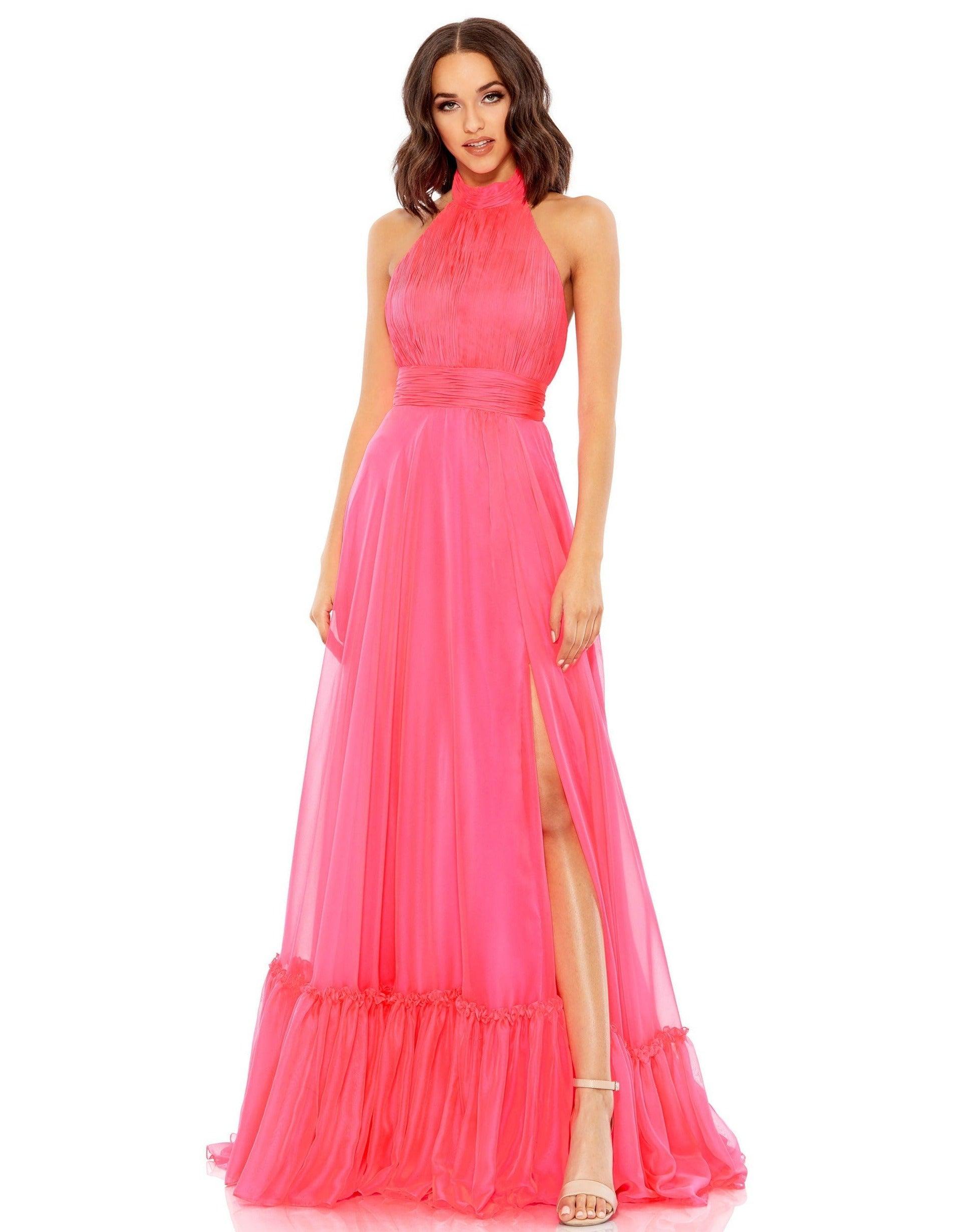 Mac Duggal Prom Long Halter Chiffon Dress 67816 - The Dress Outlet