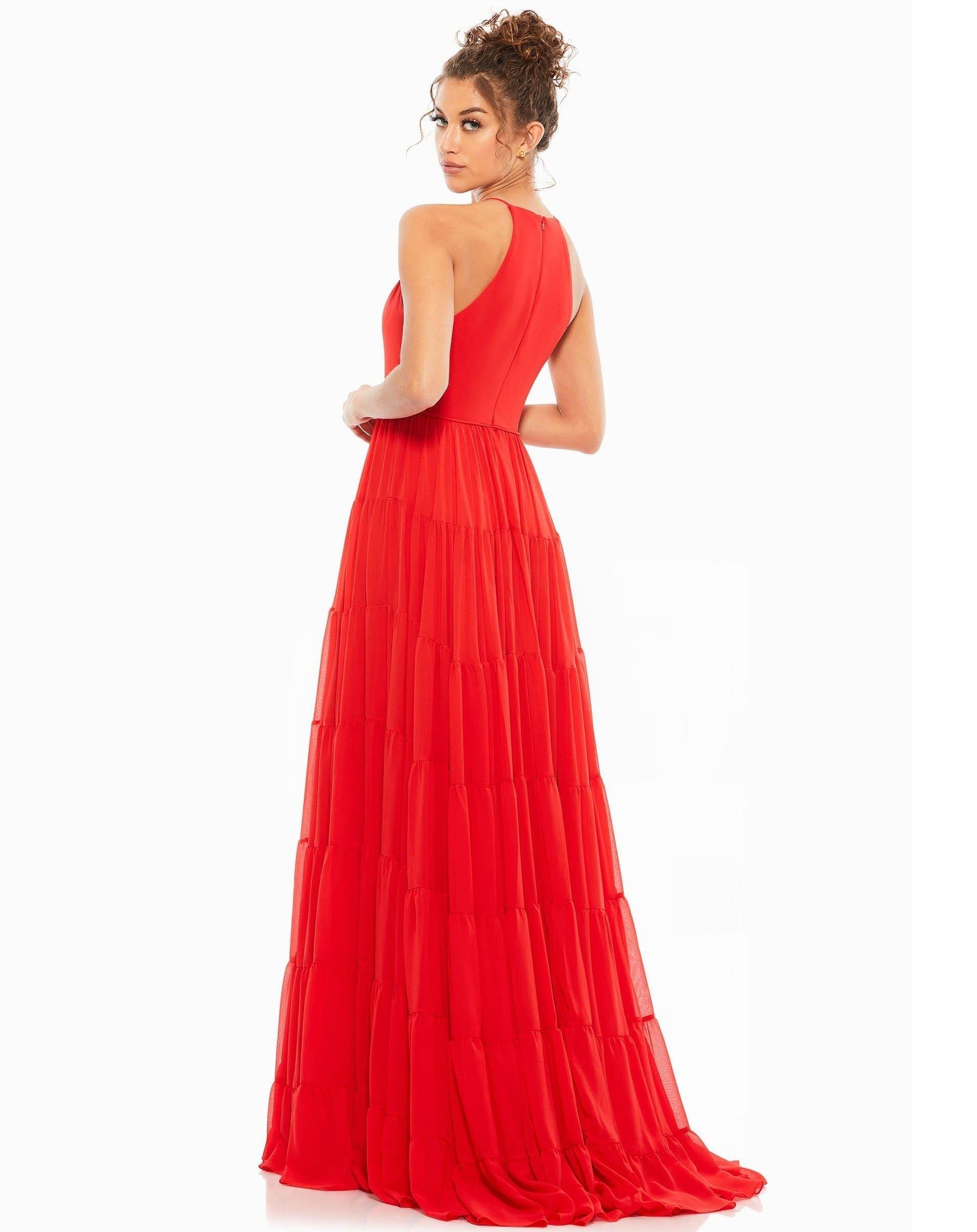 Mac Duggal Prom Long Halter Tiered Dress 55281 - The Dress Outlet