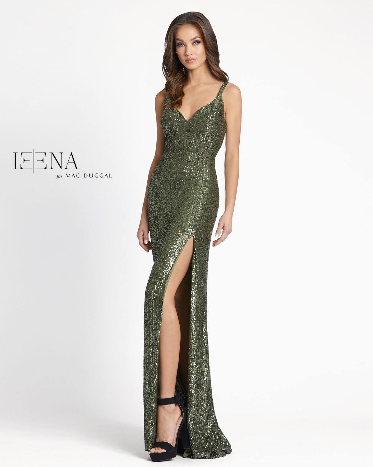 Mac Duggal Prom Long Sequins Fitted Dress Olive