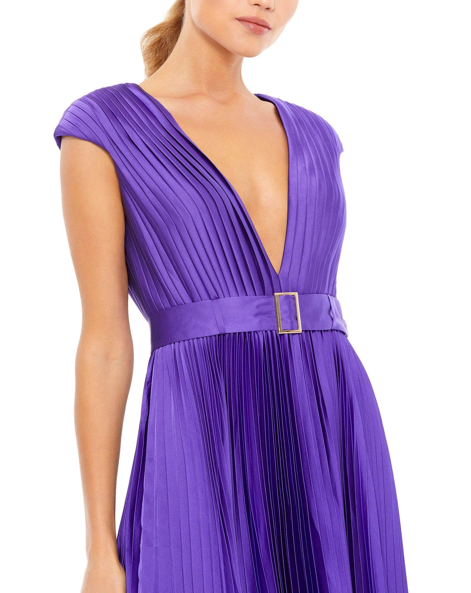 Mac Duggal Short Pleated Cap sleeve Dress 26483 - The Dress Outlet