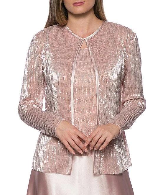 Marina Long Sleeve Formal Two Piece Jacket Dress - The Dress Outlet