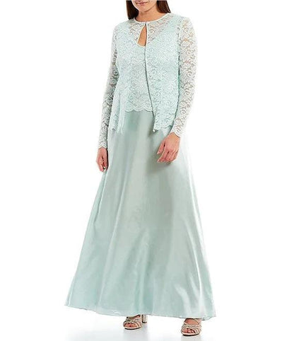 Marina Long Sleeveless Formal Jacket Lace Dress - The Dress Outlet