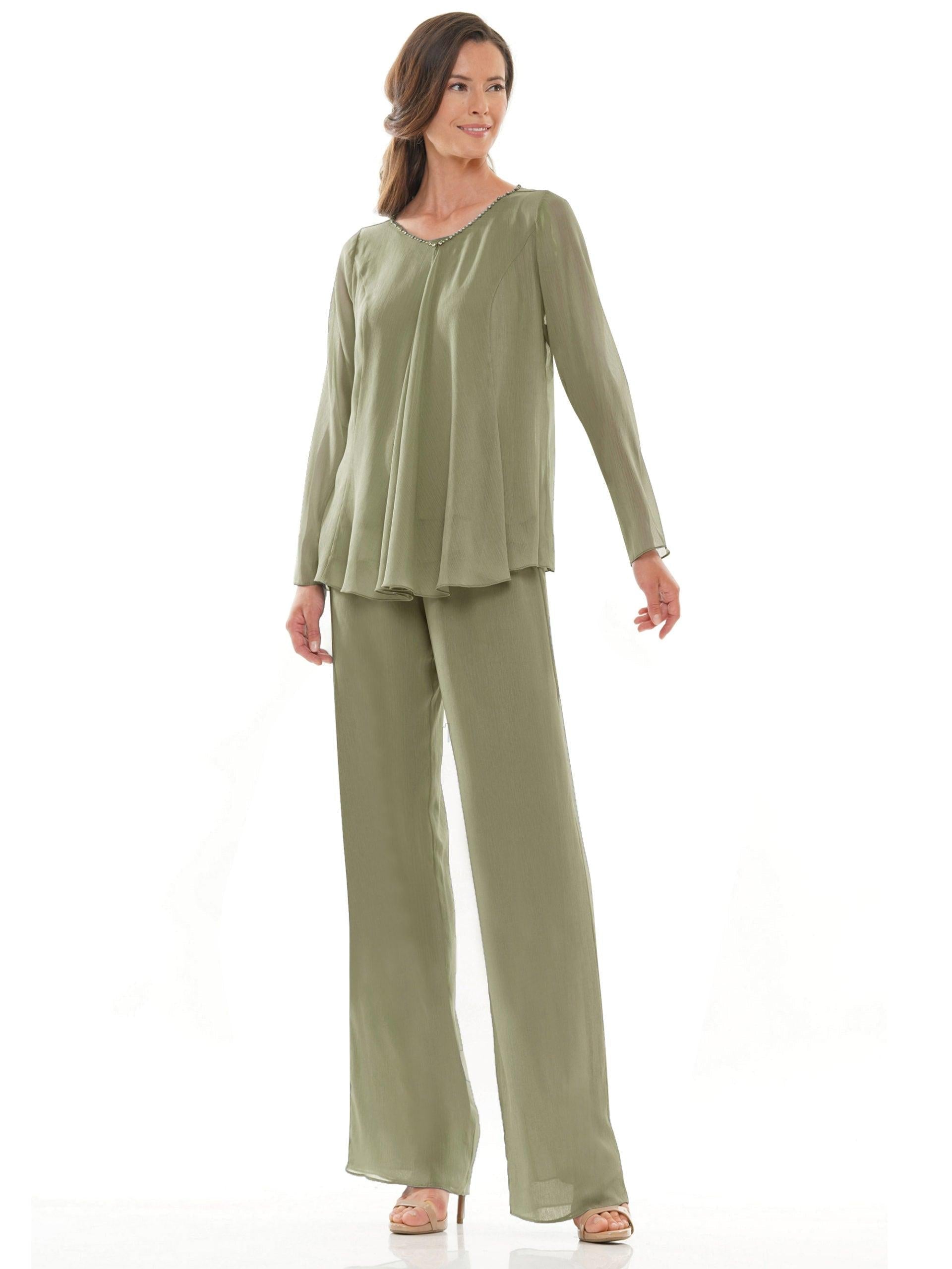 Marsoni Formal Long Jacket Chiffon Pant Suit 304 - The Dress Outlet