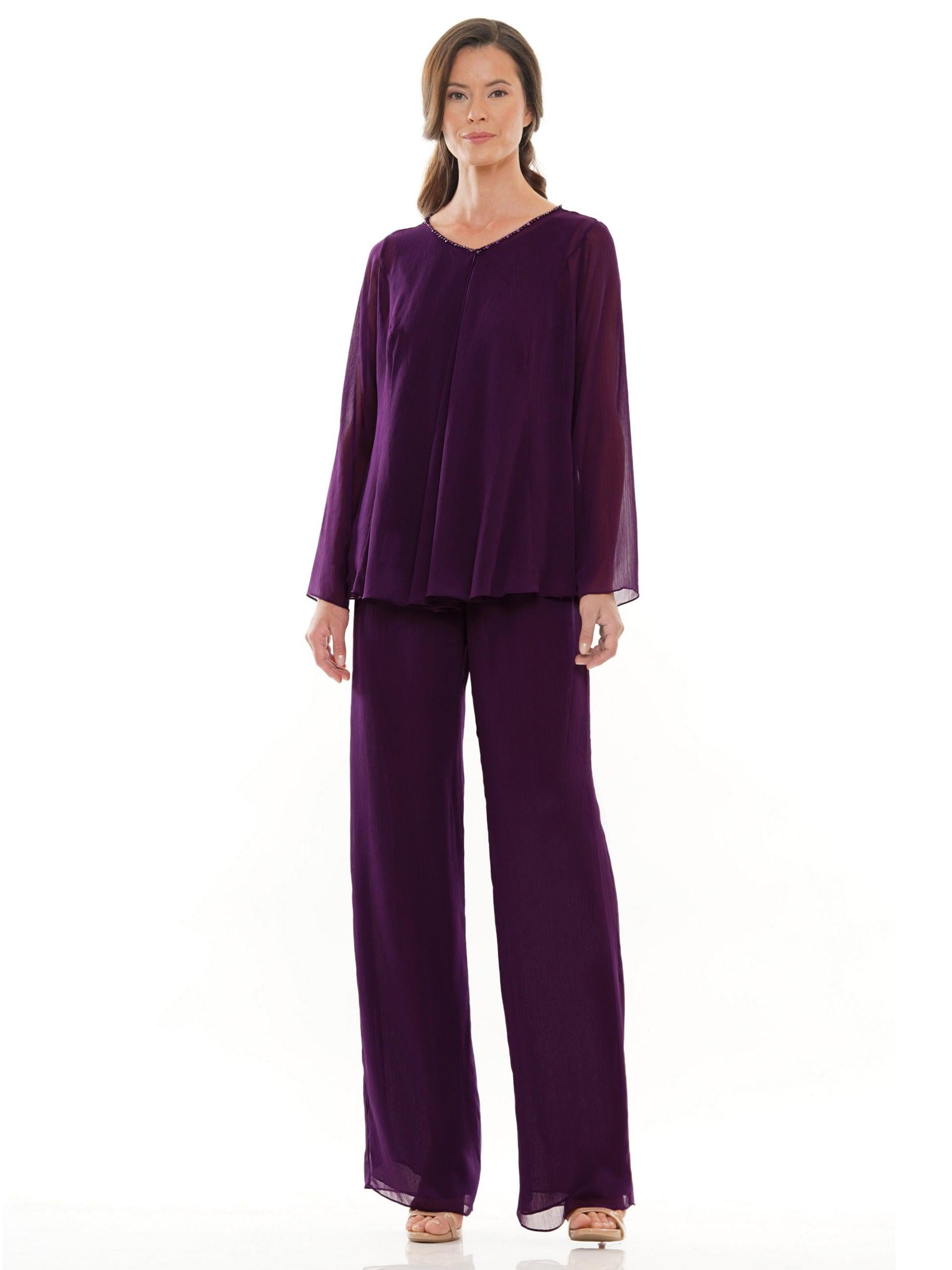Marsoni Formal Long Jacket Chiffon Pant Suit 304 - The Dress Outlet