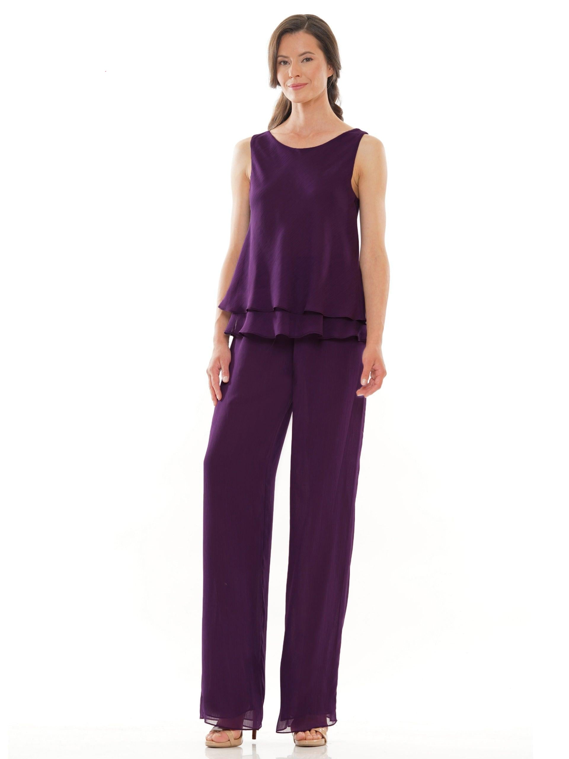 Marsoni Formal Long Jacket Chiffon Pant Suit 304 - The Dress Outlet