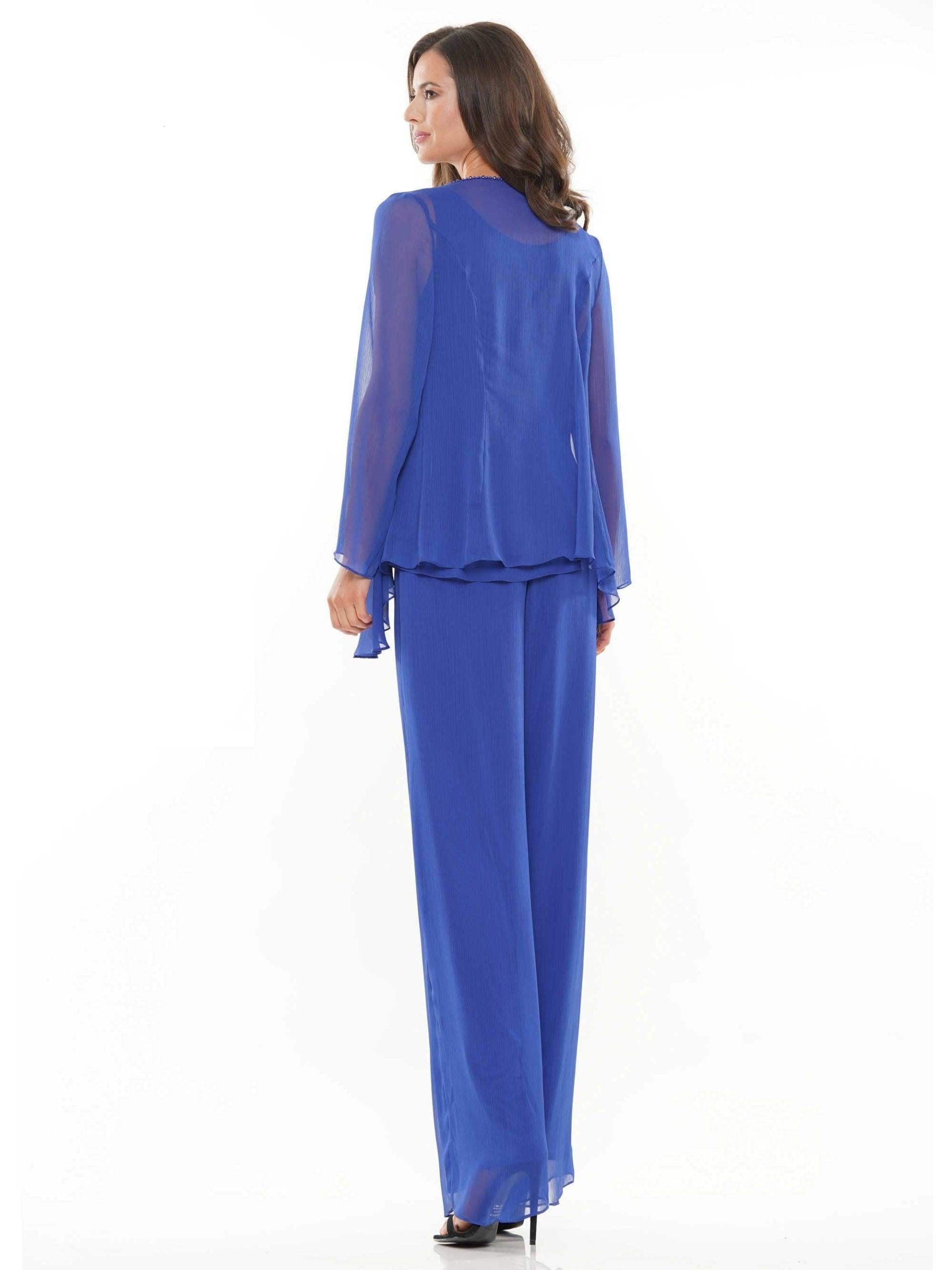 Marsoni Formal Long Jacket Chiffon Pant Suit 304 - The Dress Outlet