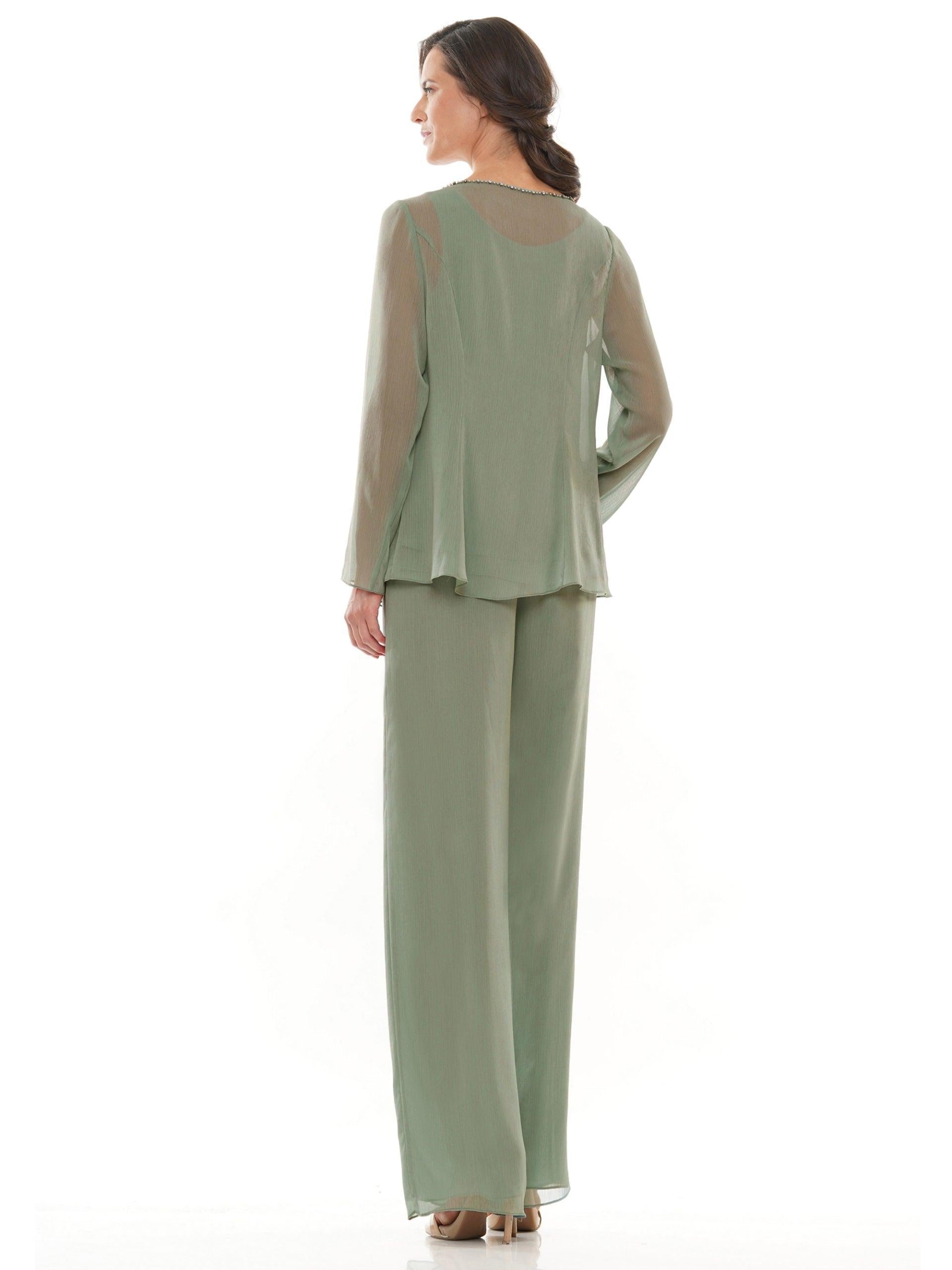 Marsoni Formal Long Jacket Chiffon Pant Suit 304 - The Dress Outlet
