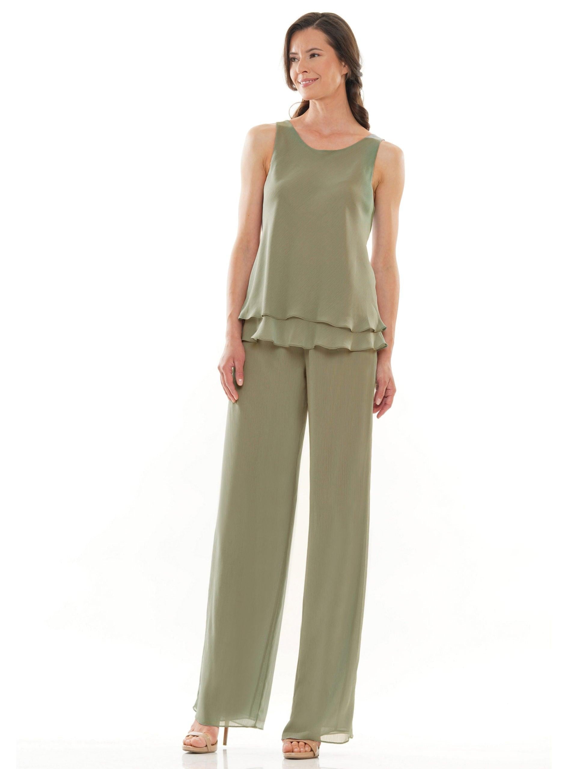 Marsoni Formal Long Jacket Chiffon Pant Suit 304 - The Dress Outlet