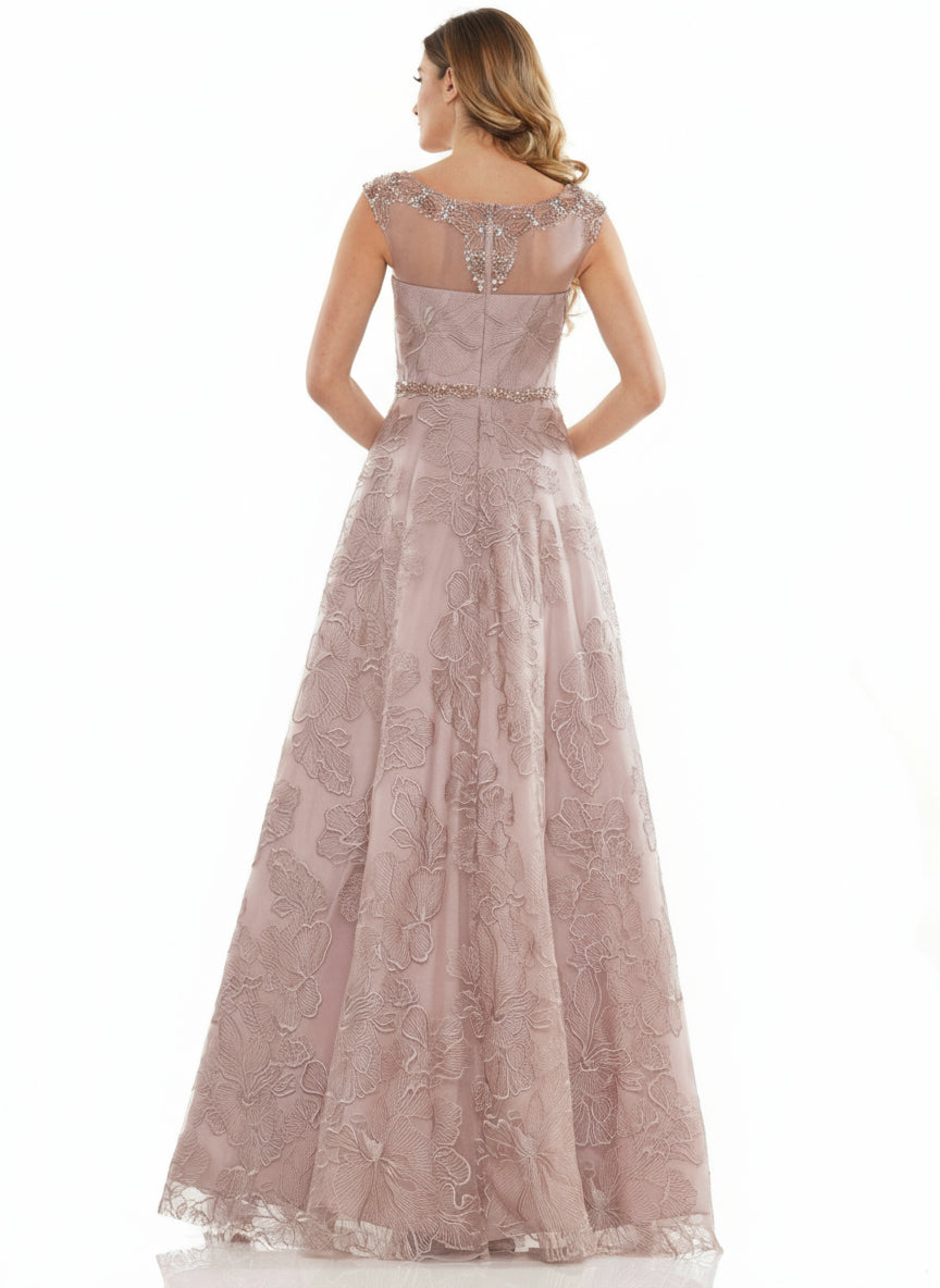 Marsoni Long Formal Cap Sleeve Beaded Dress 1129 - The Dress Outlet