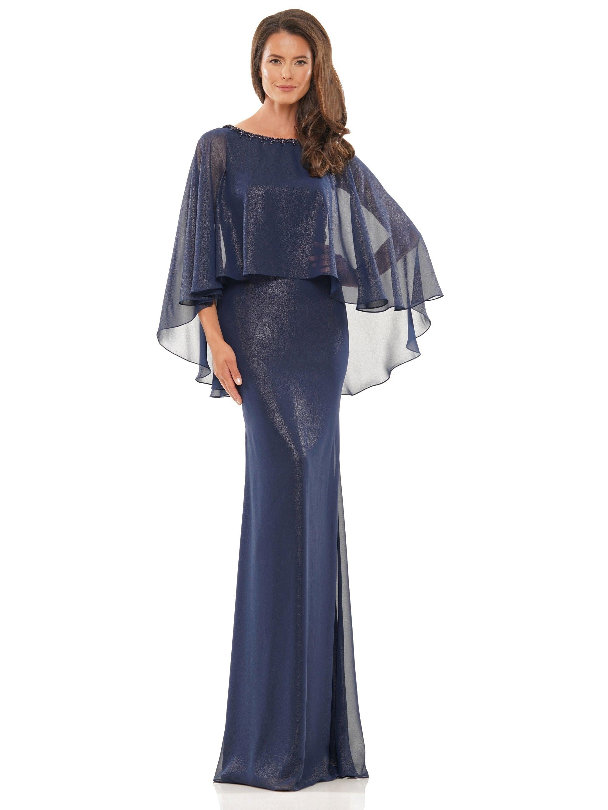 Marsoni Long Mother of the Bride Cape Dress 1188 - The Dress Outlet