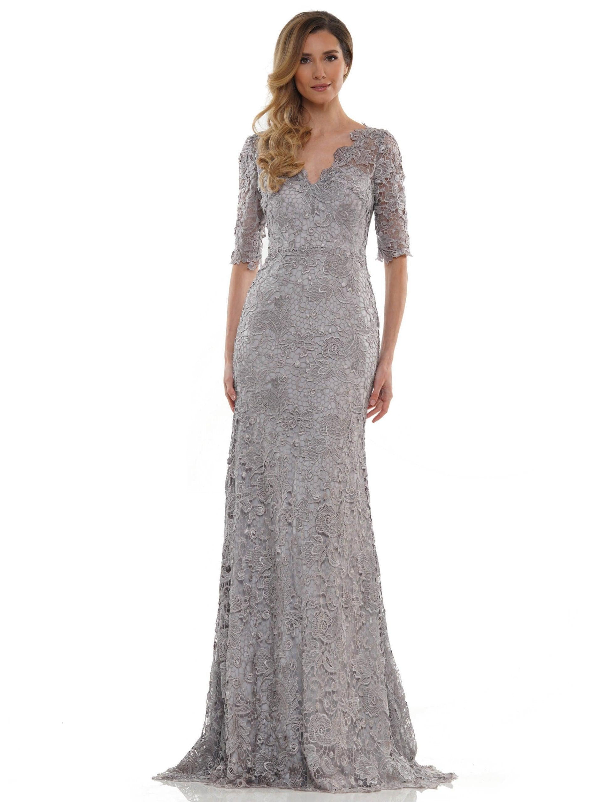 Marsoni Long Mother of the Bride Lace Dress Platinum