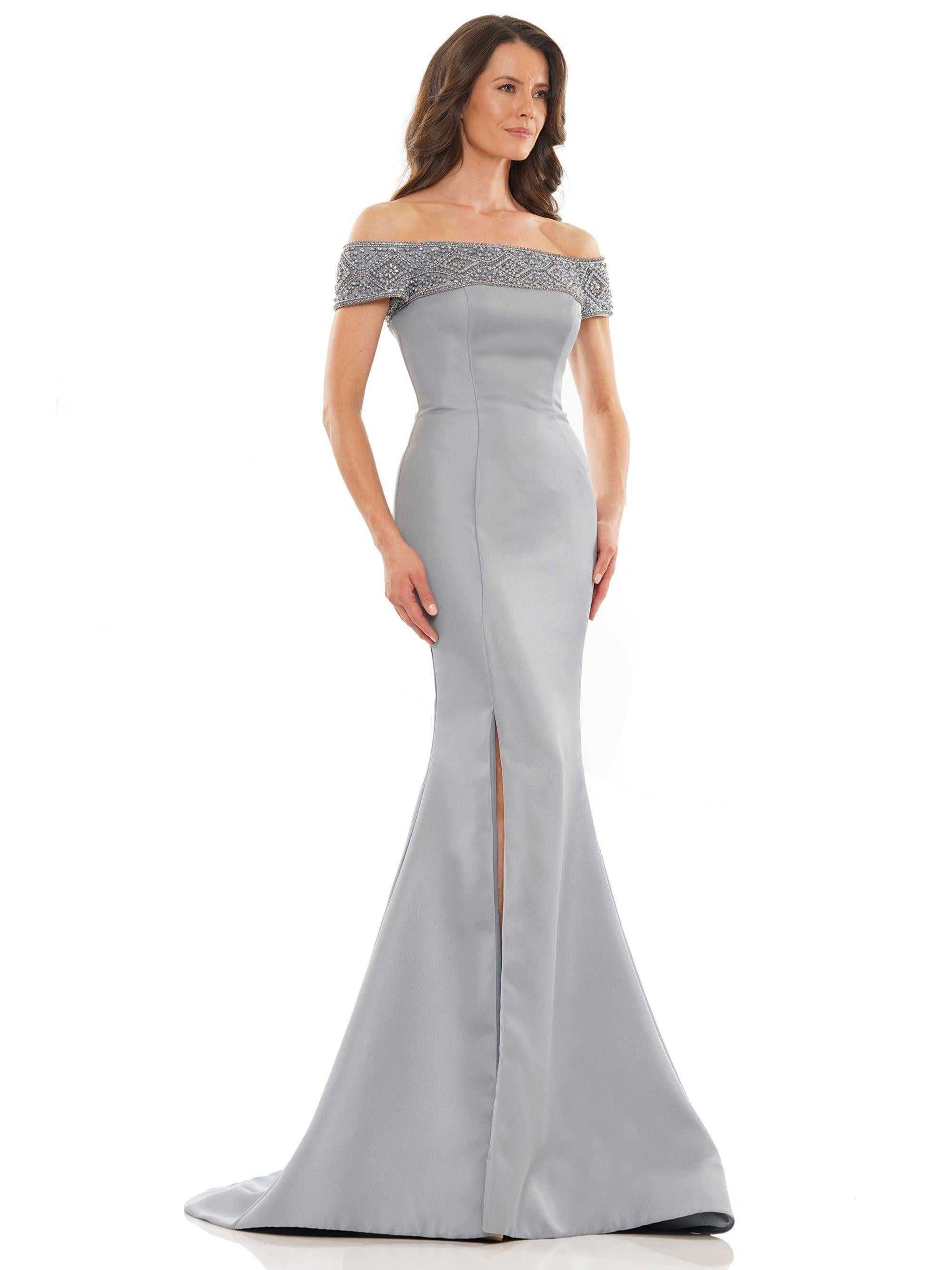 Marsoni Long Off Shoulder Beaded Formal Gown 1184 - The Dress Outlet