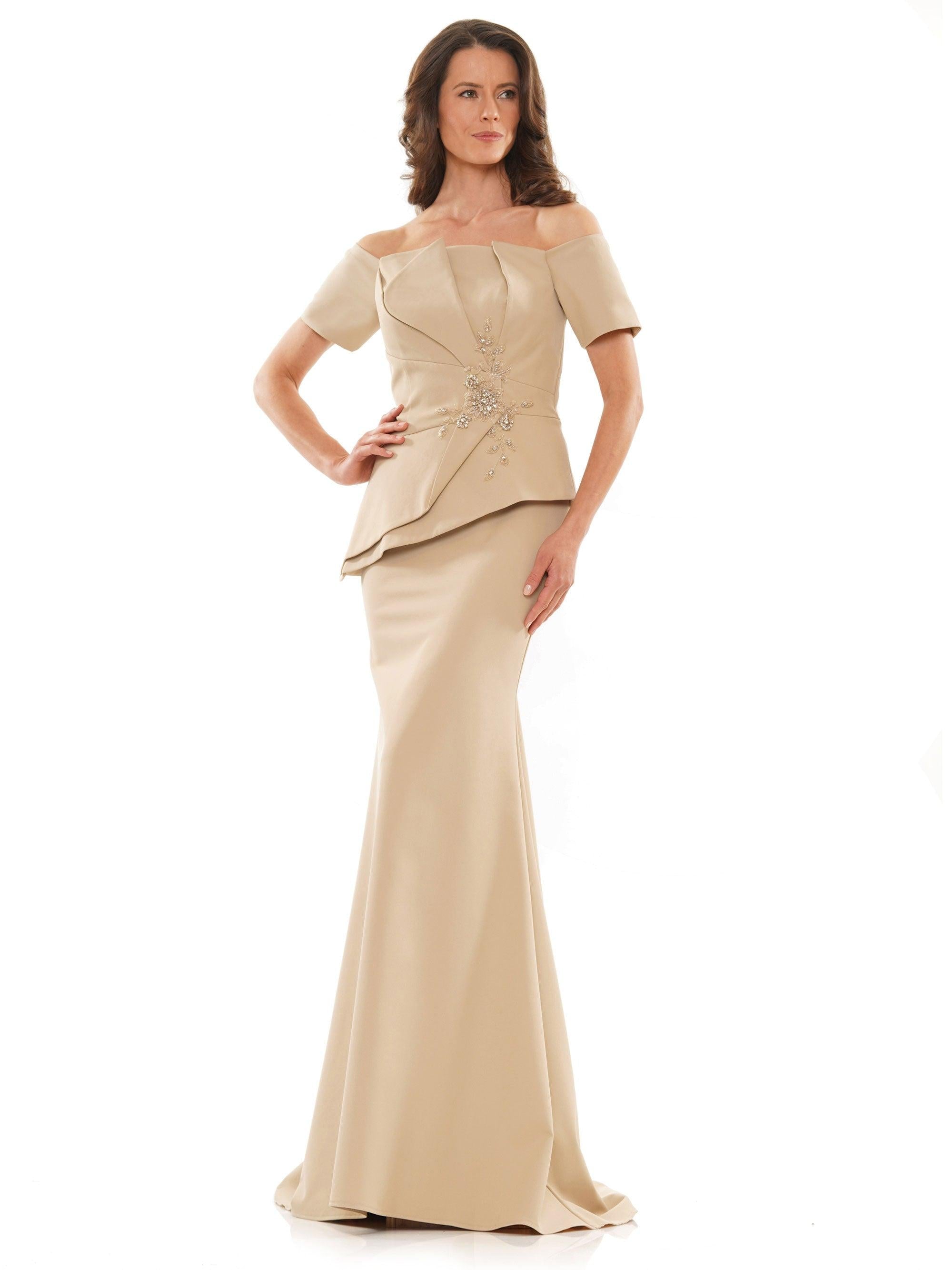 Marsoni Long Off Shoulder Fitted Formal Gown 1163 - The Dress Outlet