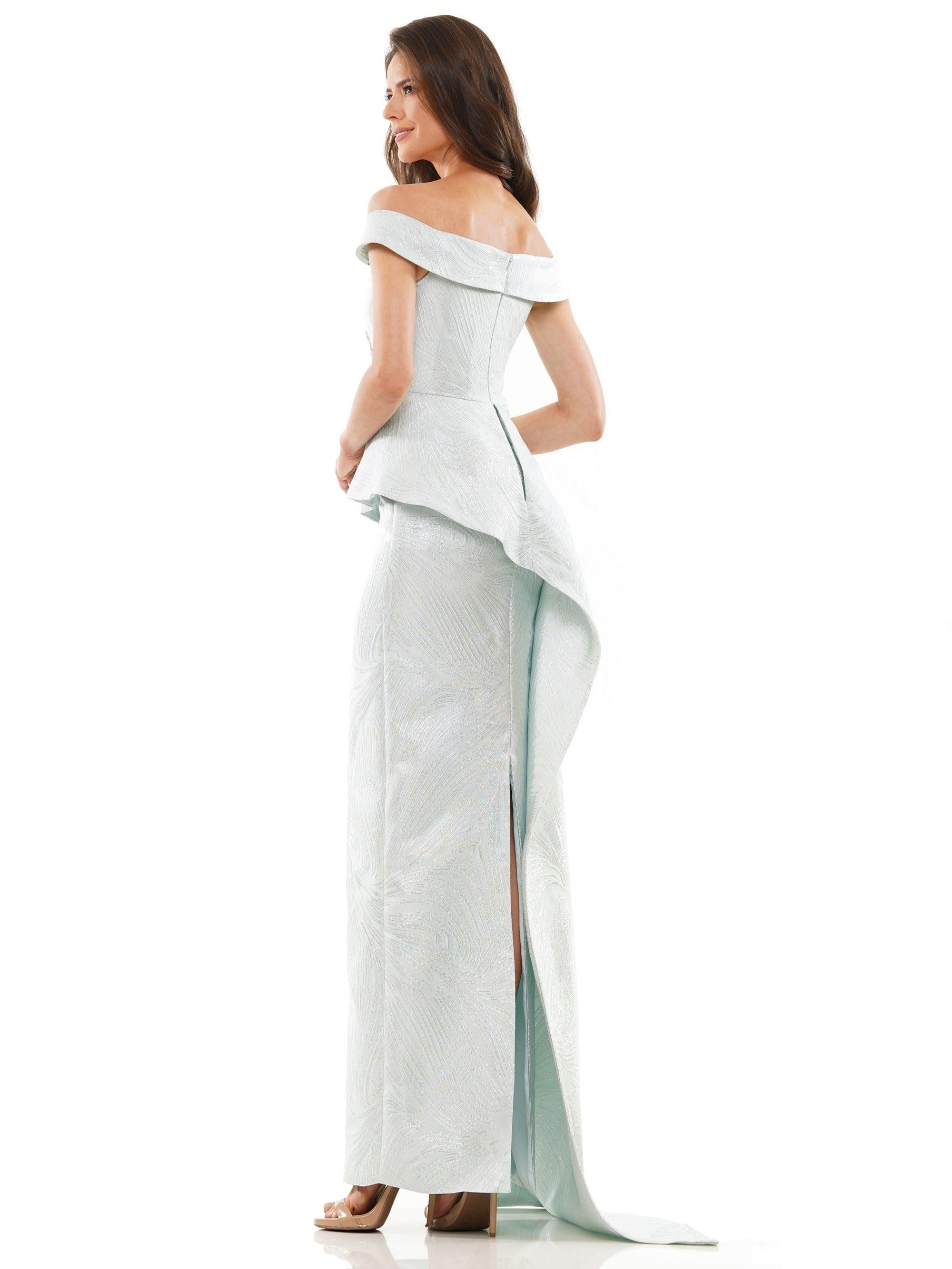 Marsoni Long Off Shoulder Formal Beaded Gown 1225 - The Dress Outlet