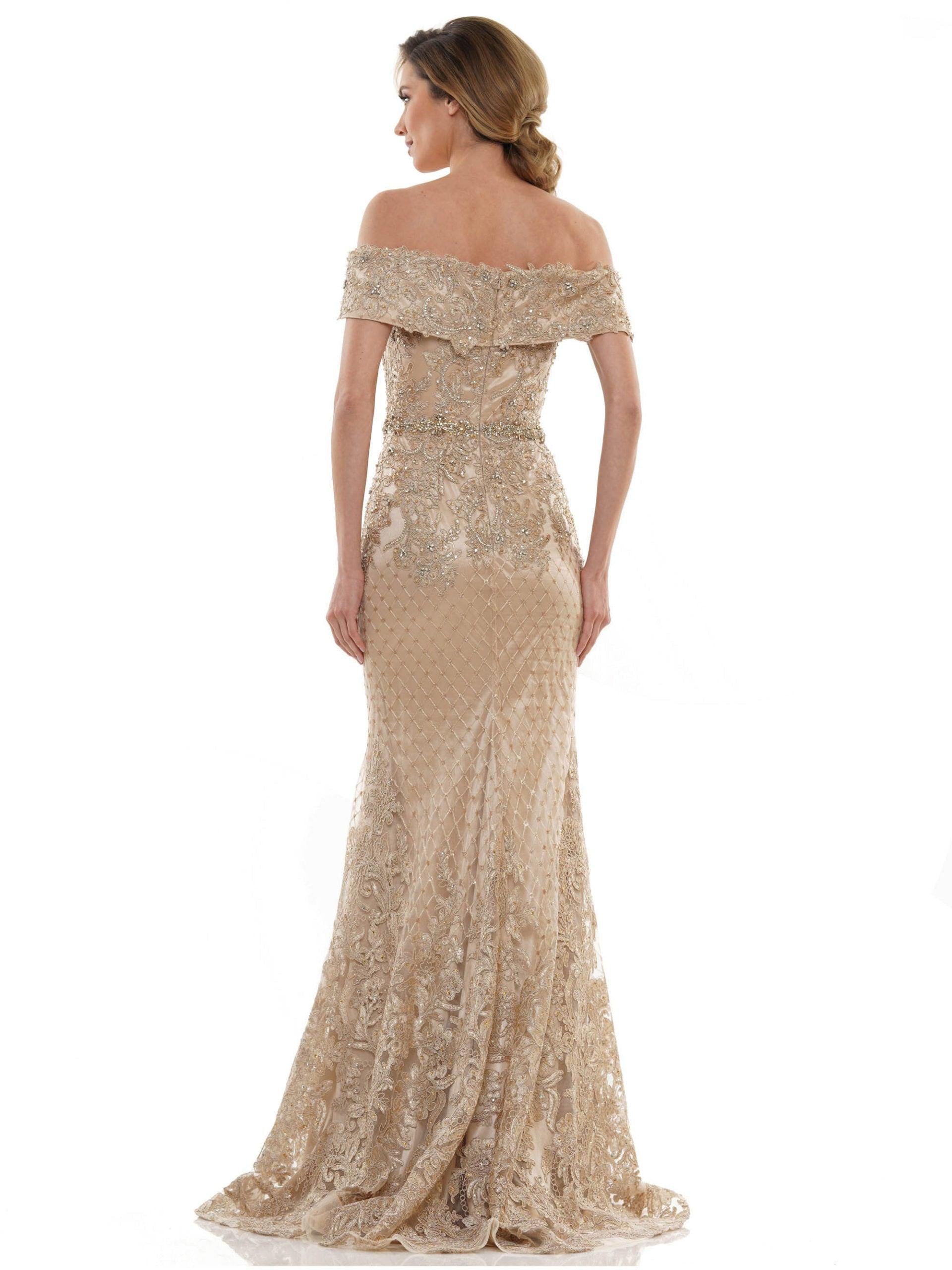 Marsoni Off Shoulder Beaded Long Gown 1122 - The Dress Outlet