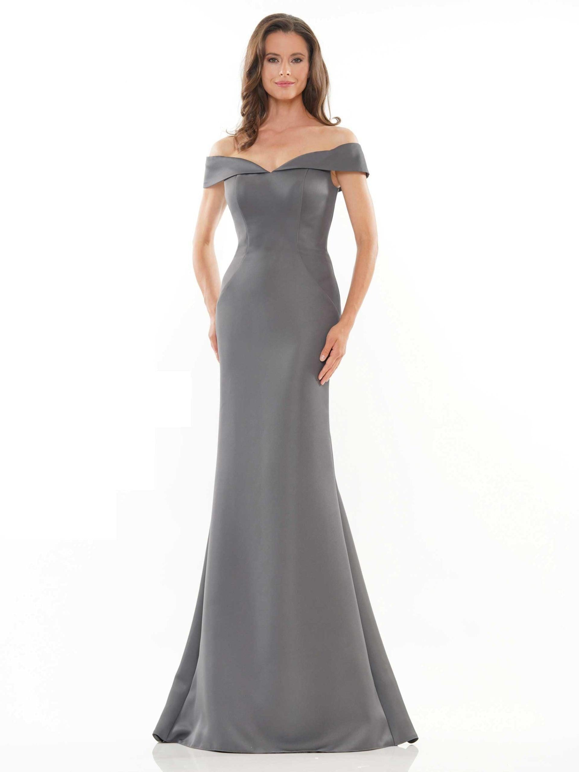 Marsoni Off Shoulder Satin Long Evening Gown 1153 - The Dress Outlet