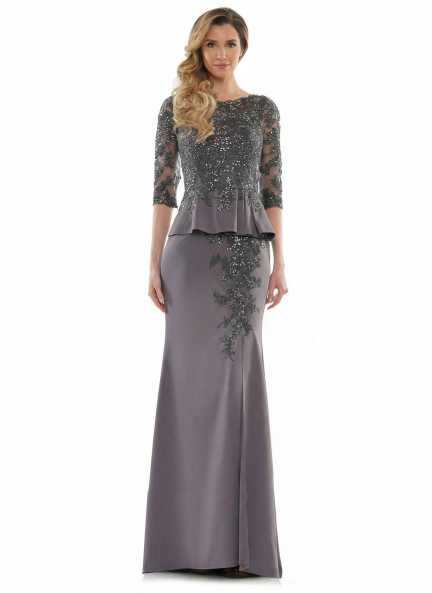 Marsoni Peplum Mother of the Bride Long Gown 1124 - The Dress Outlet