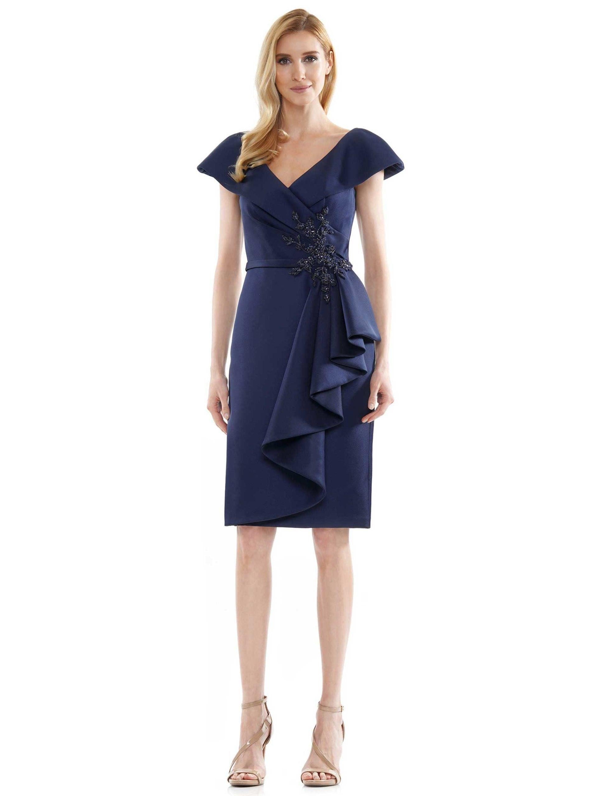 Marsoni Ruffle Accent Beaded Short Dress 1106 - The Dress Outlet