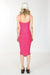 Cocktail Dresses Fitted Ruched Out Rhinestones Midi Dress Fuchsia