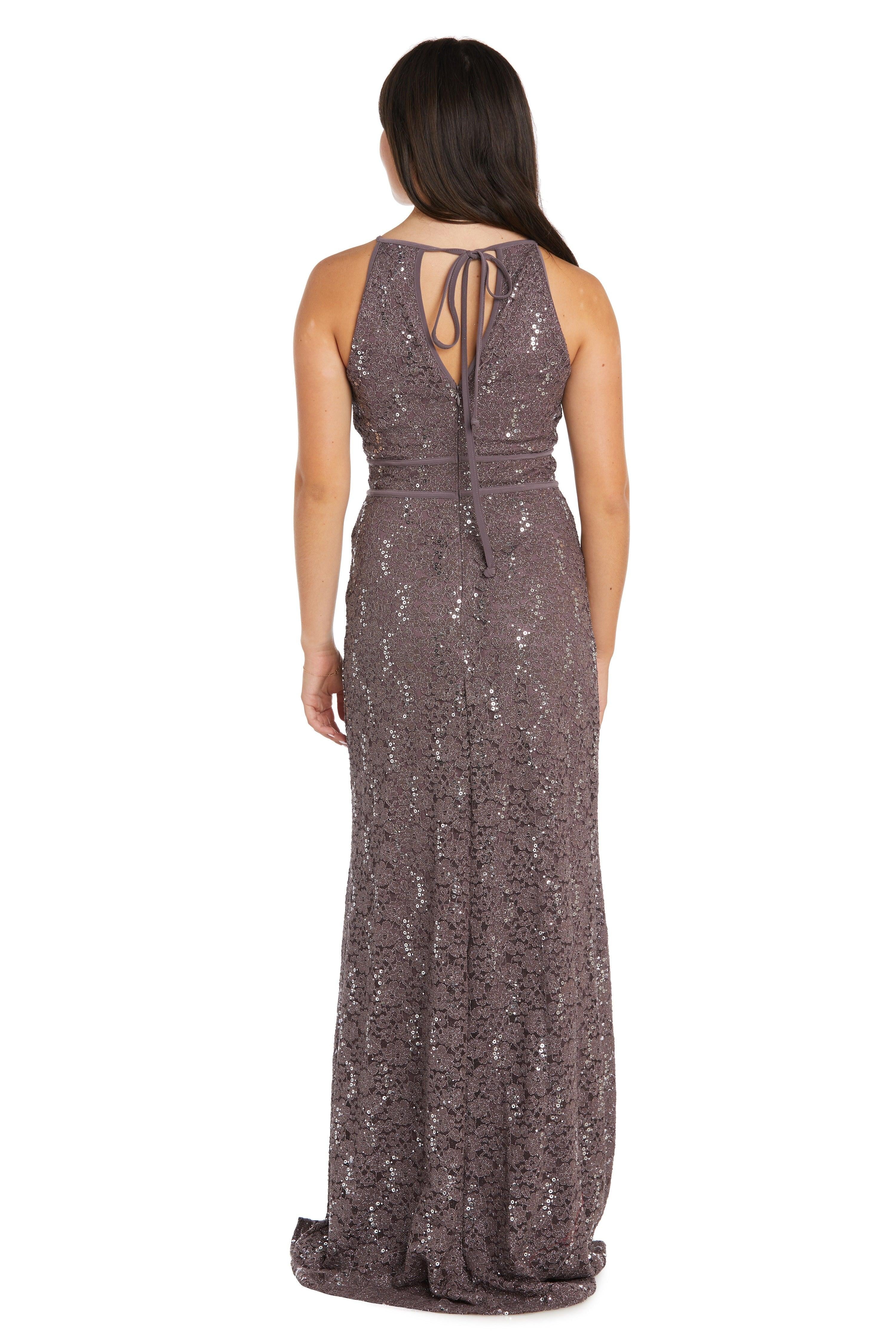 Morgan & Co Long Halter Formal Prom Dress 12346 - The Dress Outlet