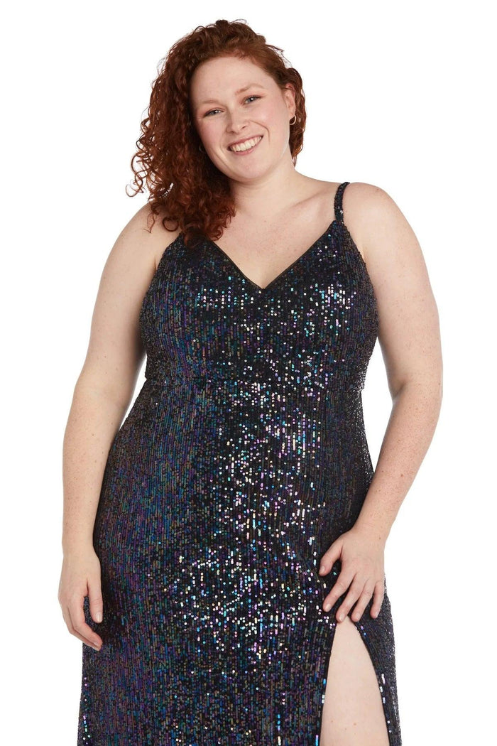 Morgan & Co Long Plus Size Fitted Prom Gown 12935W - The Dress Outlet