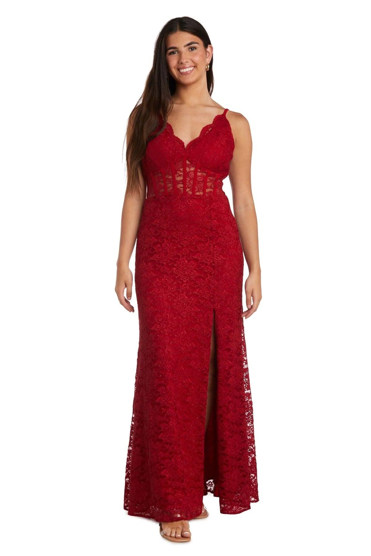 Morgan & Co 12938 Long Spaghetti Strap Evening Gown