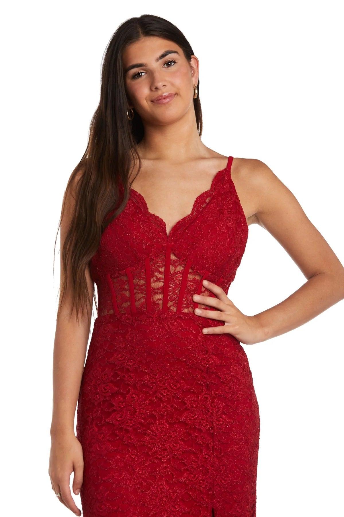 Morgan & Co 12938 Long Spaghetti Strap Evening Gown