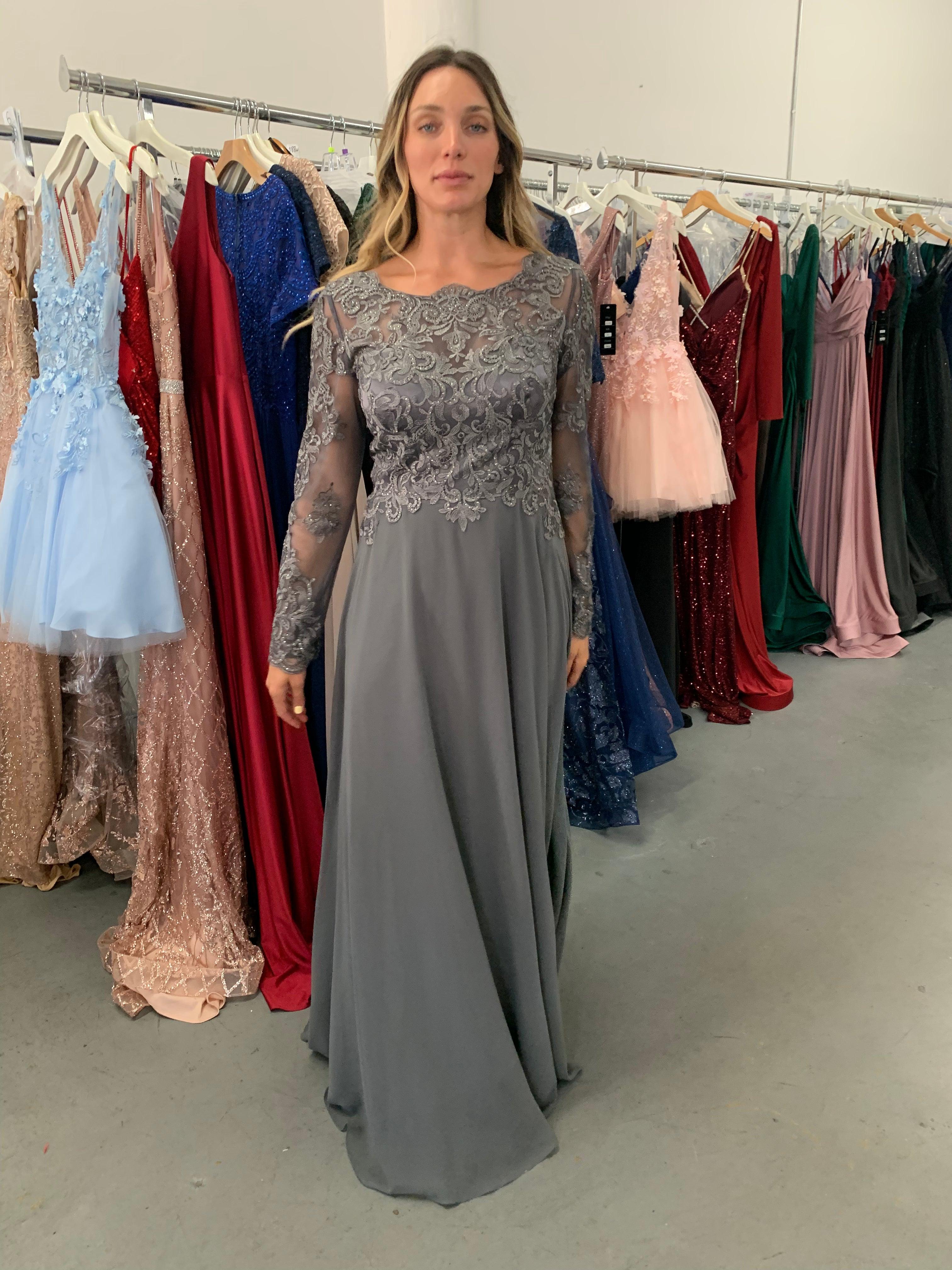 Gray Mother of the Bride Long Dress Sale for $45.99 – The Dress Outlet