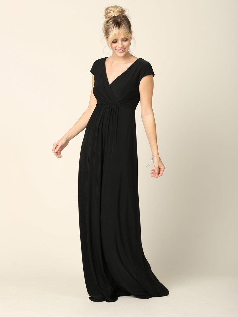 Mother of the Bride V Neck Long Formal Dress - The Dress Outlet