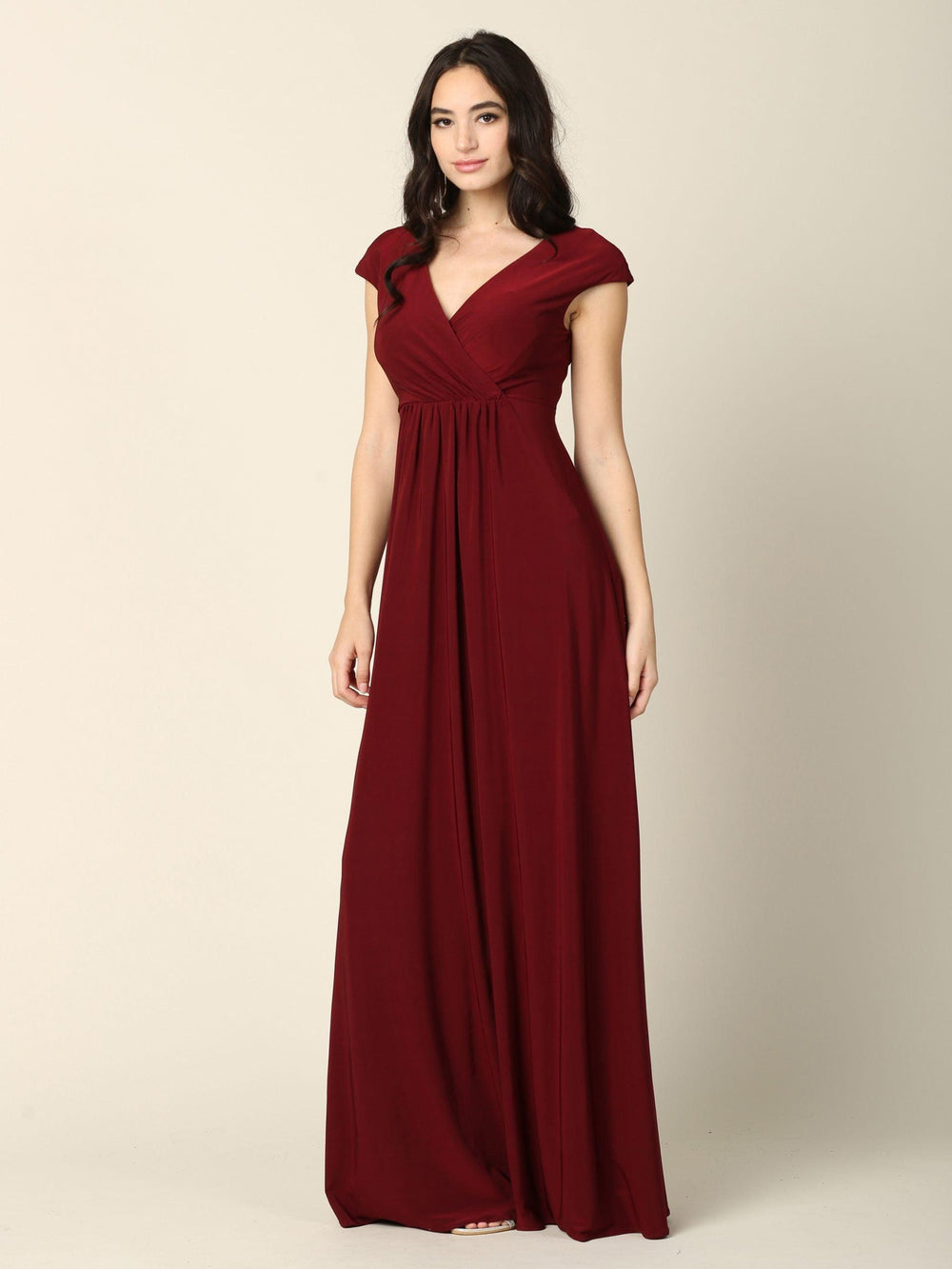 Mother of the Bride V Neck Long Formal Dress - The Dress Outlet