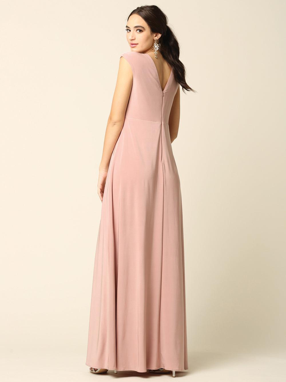 Mother of the Bride V Neck Long Formal Dress - The Dress Outlet