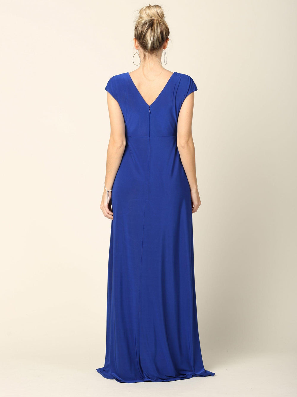 Mother of the Bride V Neck Long Formal Dress - The Dress Outlet