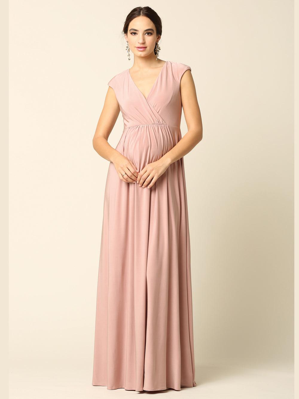 Mother of the Bride V Neck Long Formal Dress - The Dress Outlet